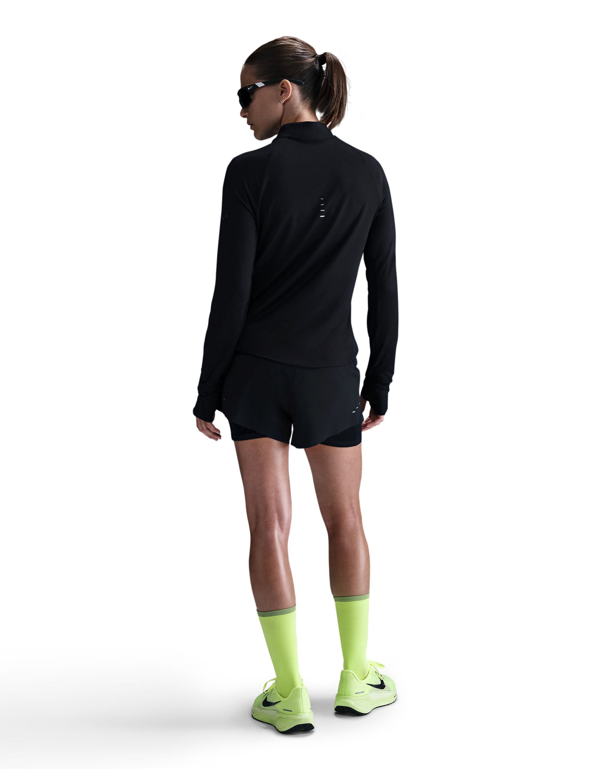 Swift Dri-FIT UV Protection 1/4 Zip Running Shirt - Black/Reflective Silver for Men | Moisture-Wicking Performance Top for Jogging, Hiking & Outdoor Workouts