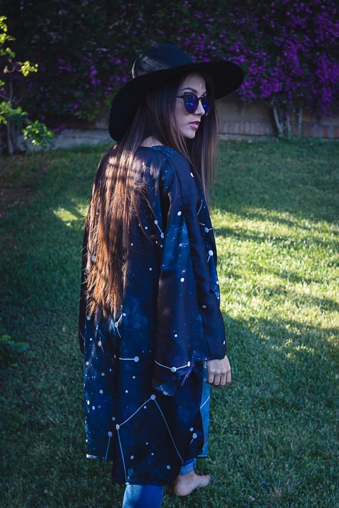Dark Galaxy Halloween Kimono Jacket - Asian Japanese Korean Fashion Robe with Constellation Print | Perfect for Cosplay, Halloween Costumes, and Themed Parties