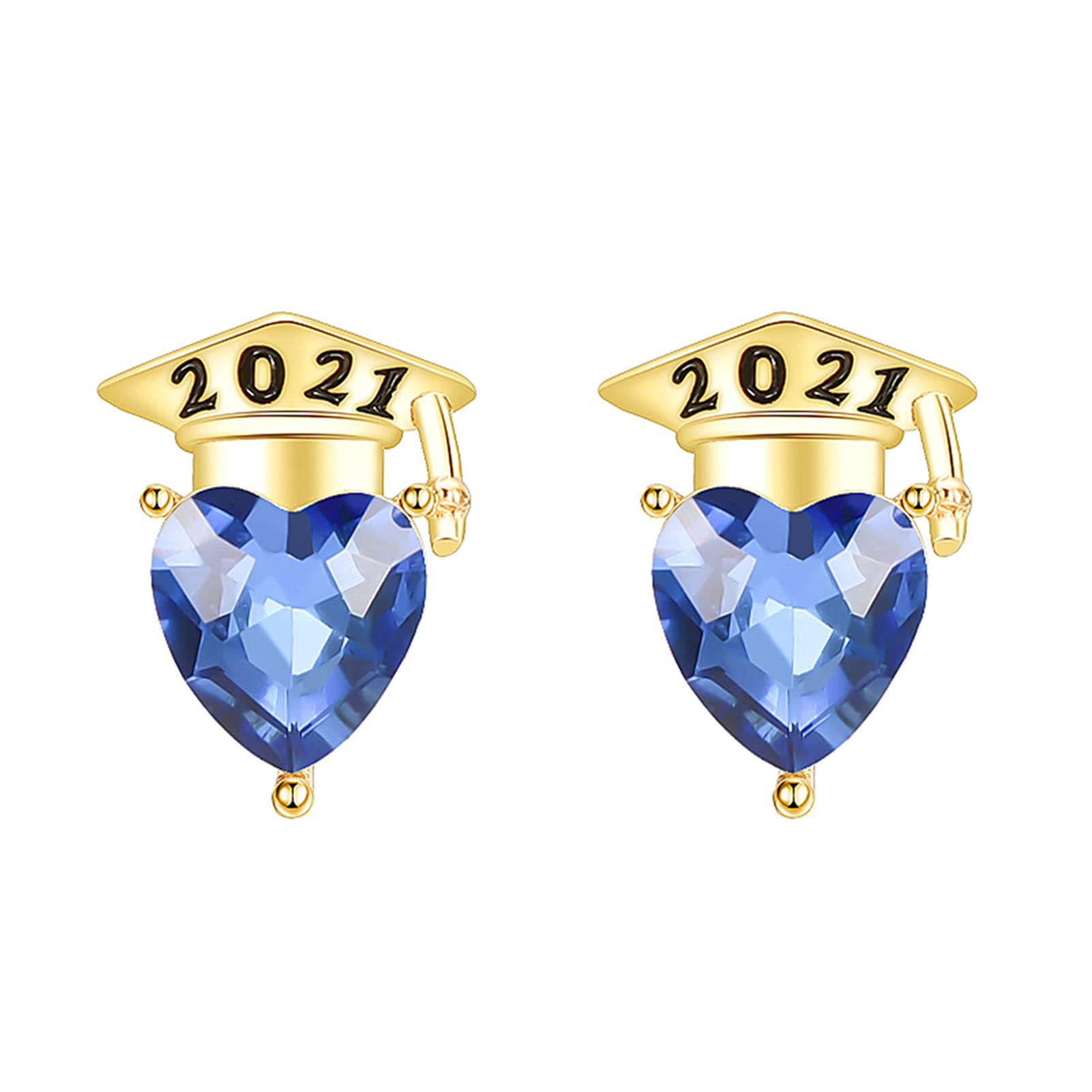 2021 New Women's Cubic Zirconia Heart-Shaped Stud Earrings - All-Match Fashion Jewelry for Women & Girls, Engraved Graduation Gift for Party & Special Occasions | Perfect for Weddings, Date Nights, and Anniversary Celebrations
