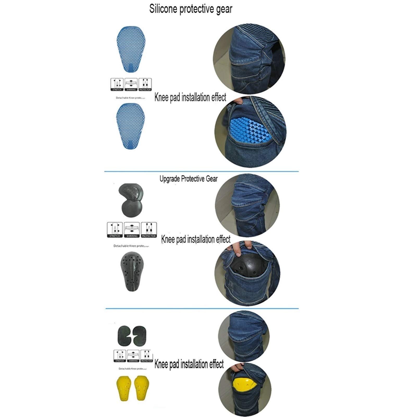 Men's Motorcycle Riding Pants with CE Certified Knee & Hip Armor - 4 Protective Pads for Safety Gear (4 Styles) - Perfect for Street Biking, Motocross & Adventure Touring