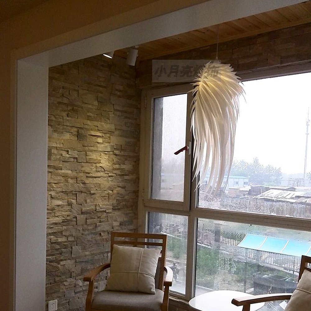 Modern IRACUS DIY PVC Feather Wing Pendant Light - Acrylic Chandelier for Dining Room, Bedroom, Study, Balcony & Hallway - Elegant White Ceiling Fixture (Perfect for Home Decor & Ambient Lighting)