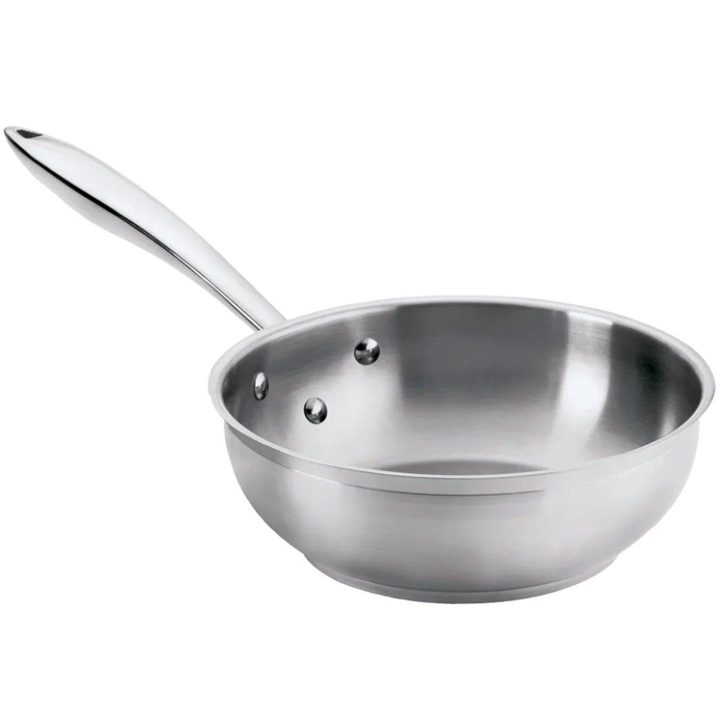 Thermalloy 2 Qt Tapered Sauté Pan with Lid - Premium Stainless Steel Cookware for Professional & Home Cooking - Perfect for Searing, Stir-Frying & Sauteing Vegetables, Meat & Seafood