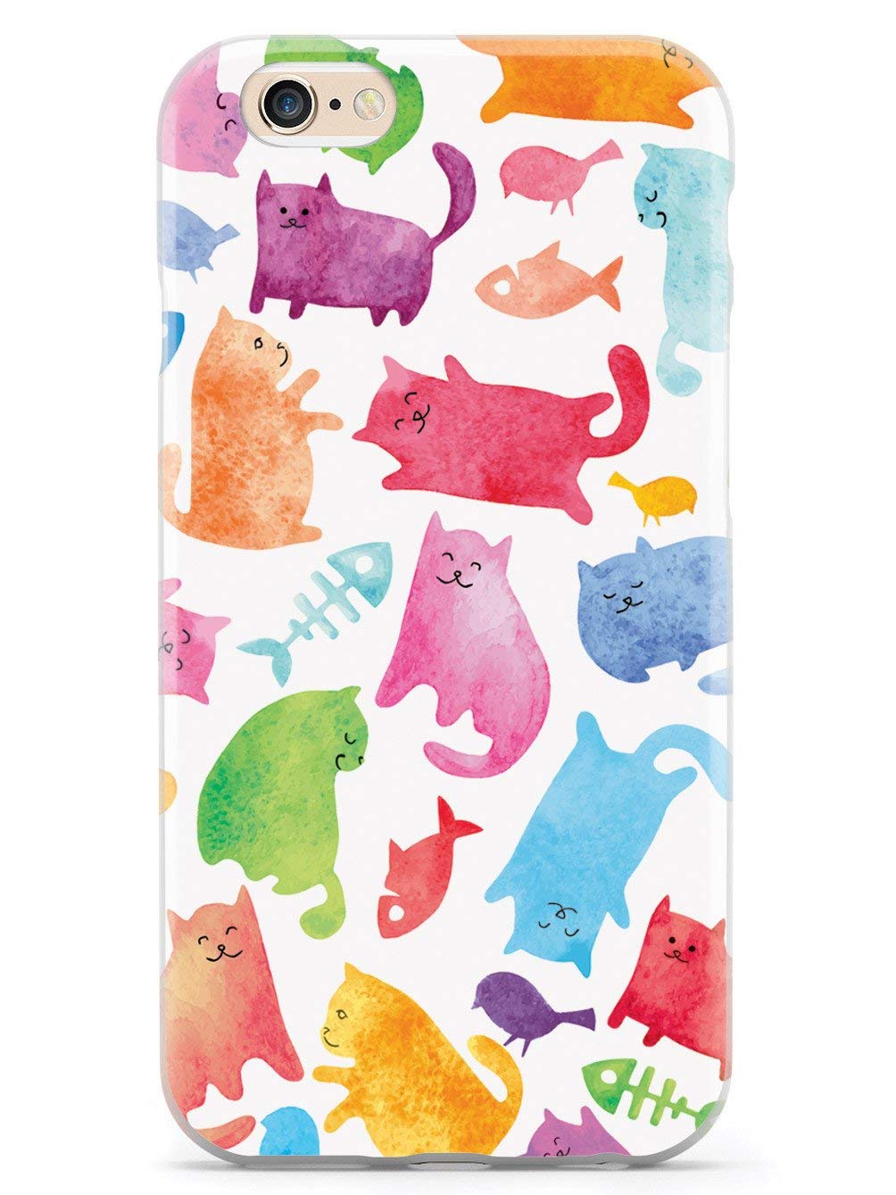 3D Textured Watercolor Cats Protective Case for iPhone 6 Plus/6s Plus - Slim Shockproof Cover with Anti-Scratch Design - Perfect for Daily Use, Travel & Outdoor Activities