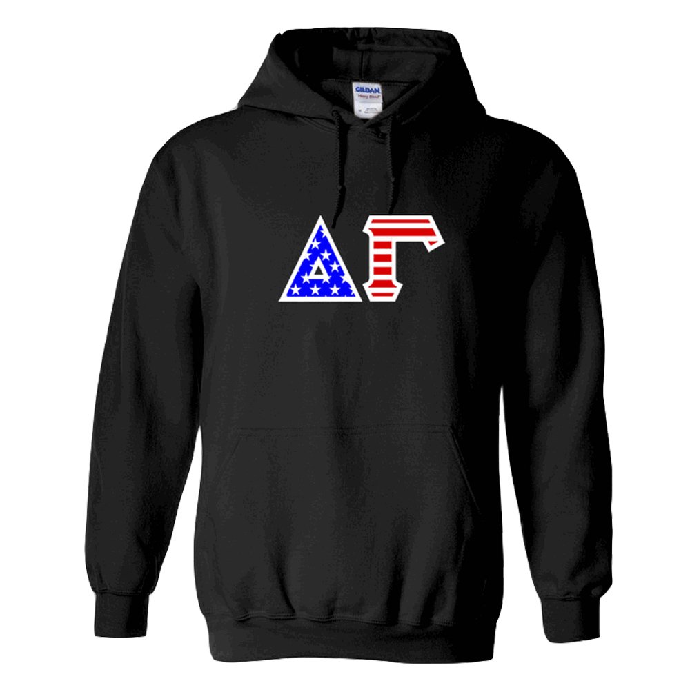 Delta Gamma Greek Letter American Flag Hoodie - Comfortable College Sorority Sweatshirt for Sisterhood Events & Campus Spirit Wear