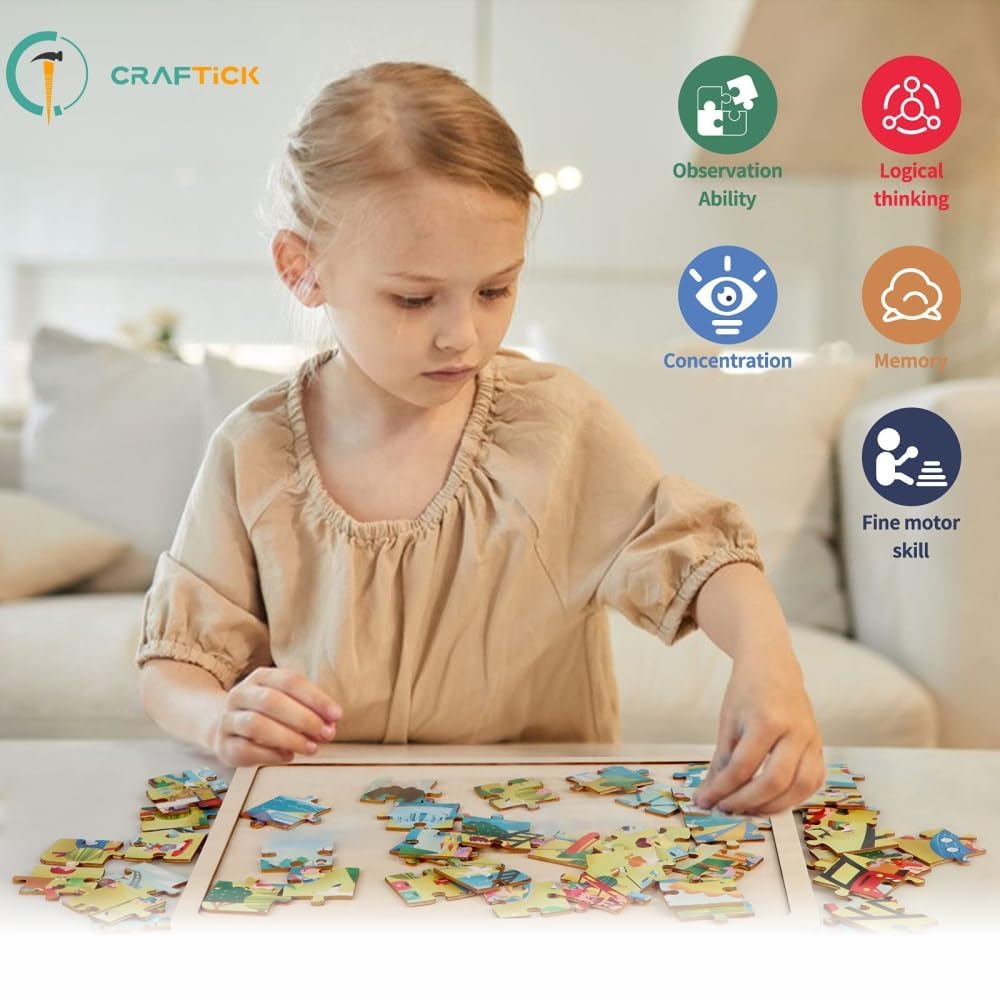 Educational Wooden Puzzle Games for Kids Ages 2-6 - Animal, Bird & Fruit Shape Learning Toys | Montessori Toddler Puzzle Board | Preschool Learning Gift for Boys & Girls | Perfect for Classroom, Homeschool & Birthday Gifts