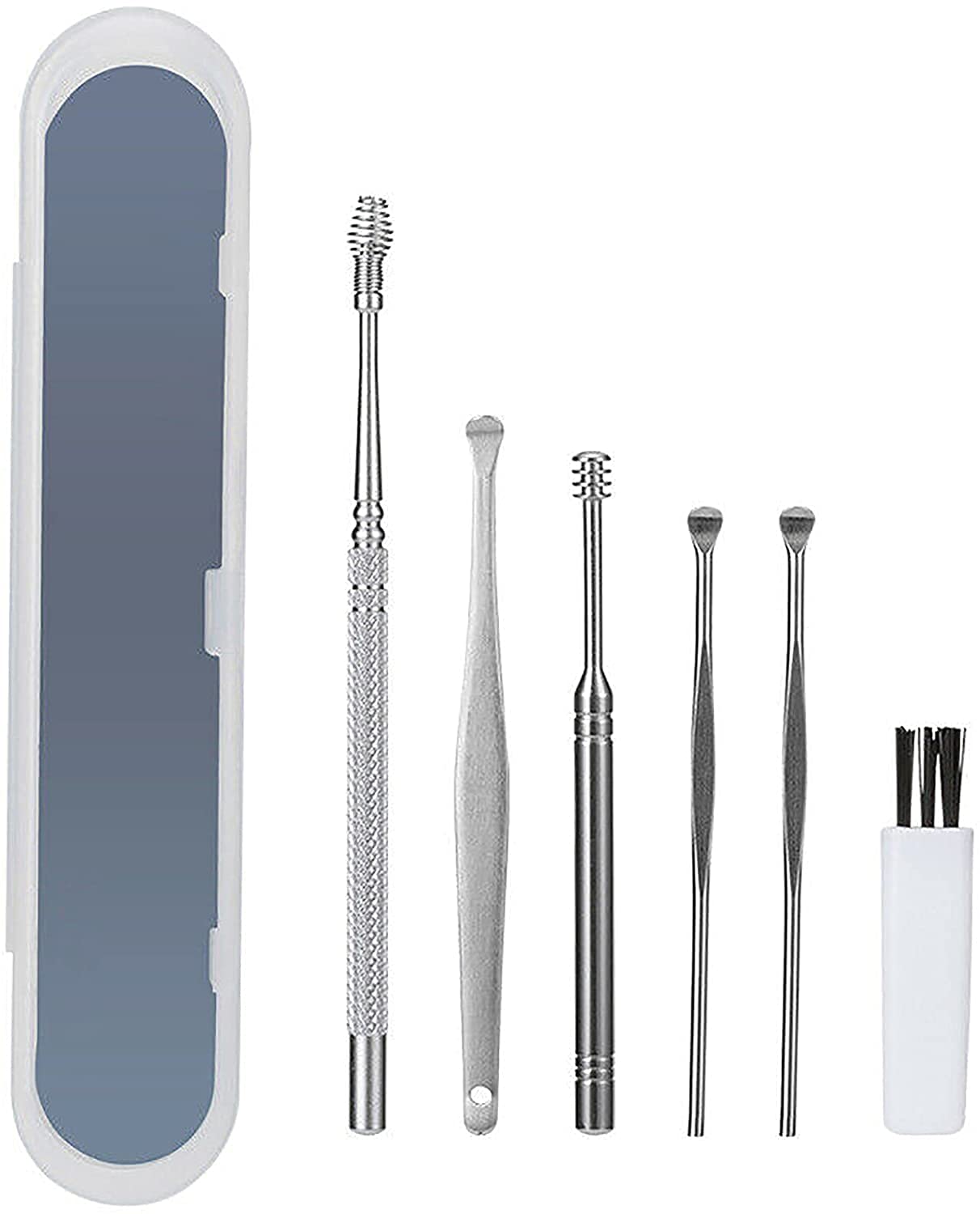 6pcs Spring Ear Wax Cleaner Tool Set - Safe Earwax Removal Kit with Curette, Cleaning Brush & Storage Box - Perfect for Home, Travel & Personal Hygiene Care