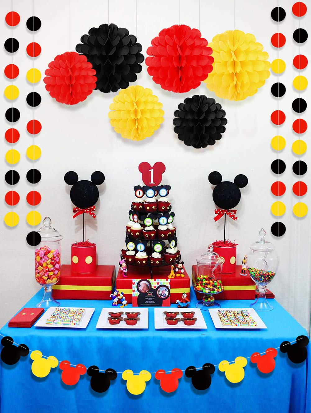 Vibrant Yellow Black Red Party Supplies - Birthday Decorations Garland for Festive Celebrations & Home Parties