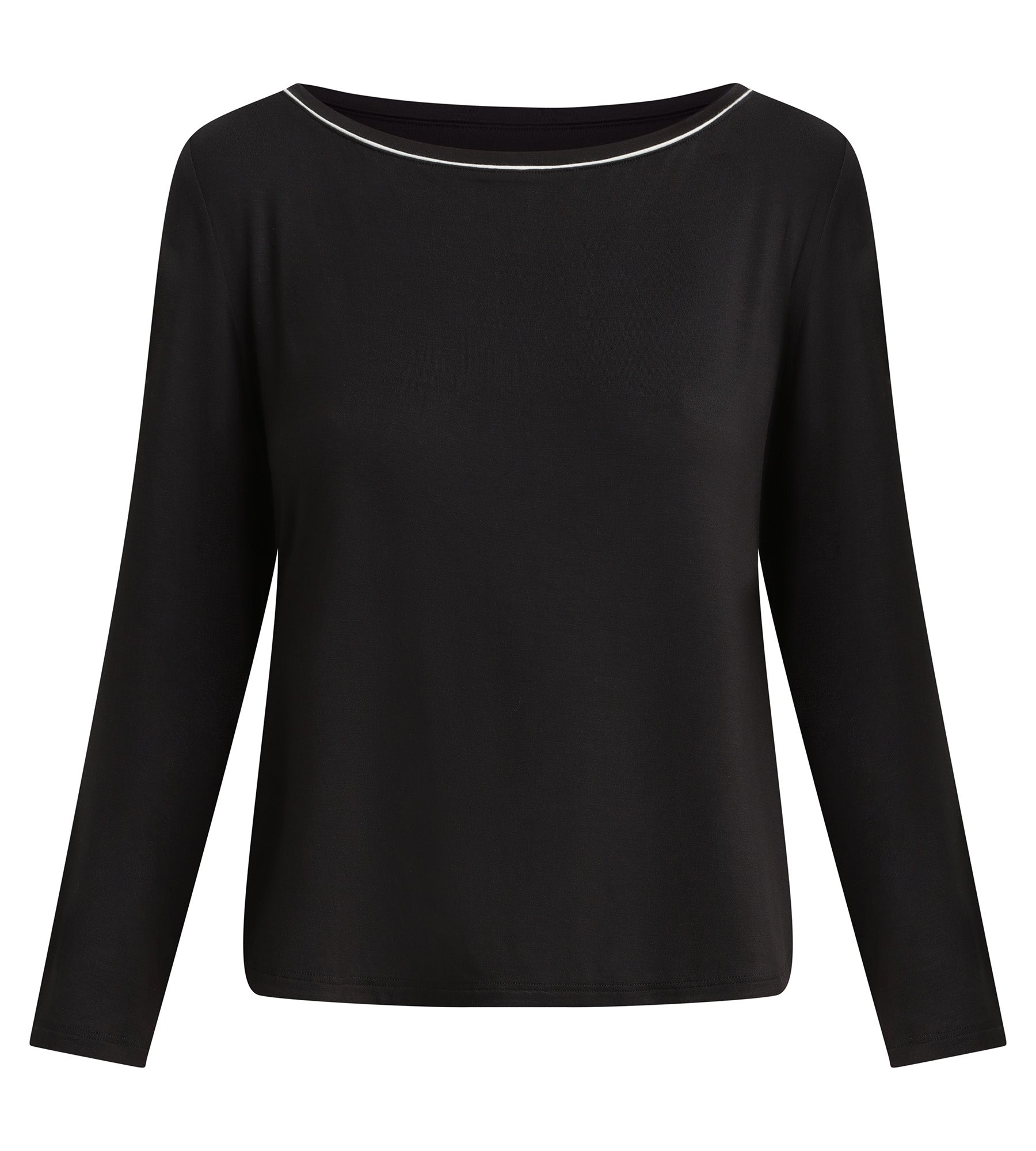 Black Viscose Boat Neck Women's Sports Top - Breathable & Comfortable for Yoga, Running & Gym Workouts | DIM MOVE