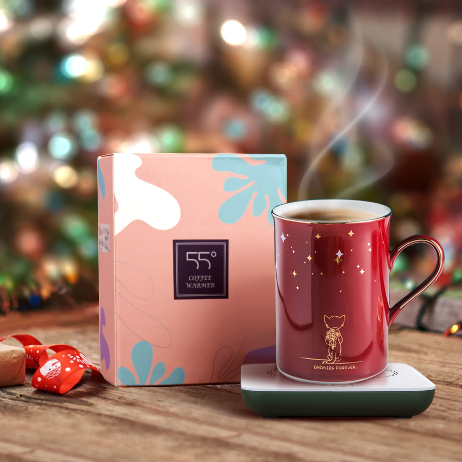 Misby Coffee Warmer with Auto Shut Off - Gravity-Induction Desk Mug Warmer for Coffee, Tea & Hot Beverages - Perfect Gift for Coffee Lovers & Office Use (Green) - Keep Your Drink Warm at Home, Office or Dorm
