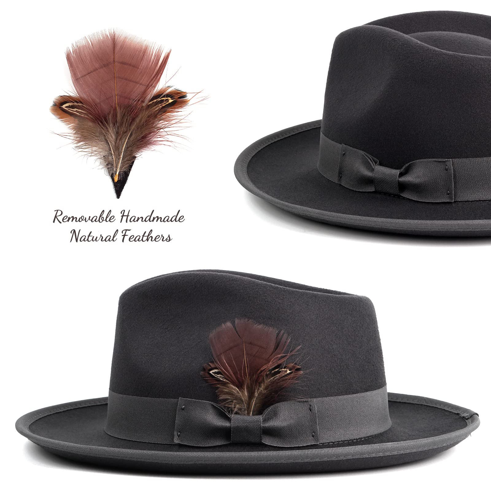 Stylish FADACHY Fedora Hat for Men & Women - Wide Brim Felt Dress Hat, Panama Trilby Hat - Perfect for Outdoor Events, Weddings & Fashion Accessories