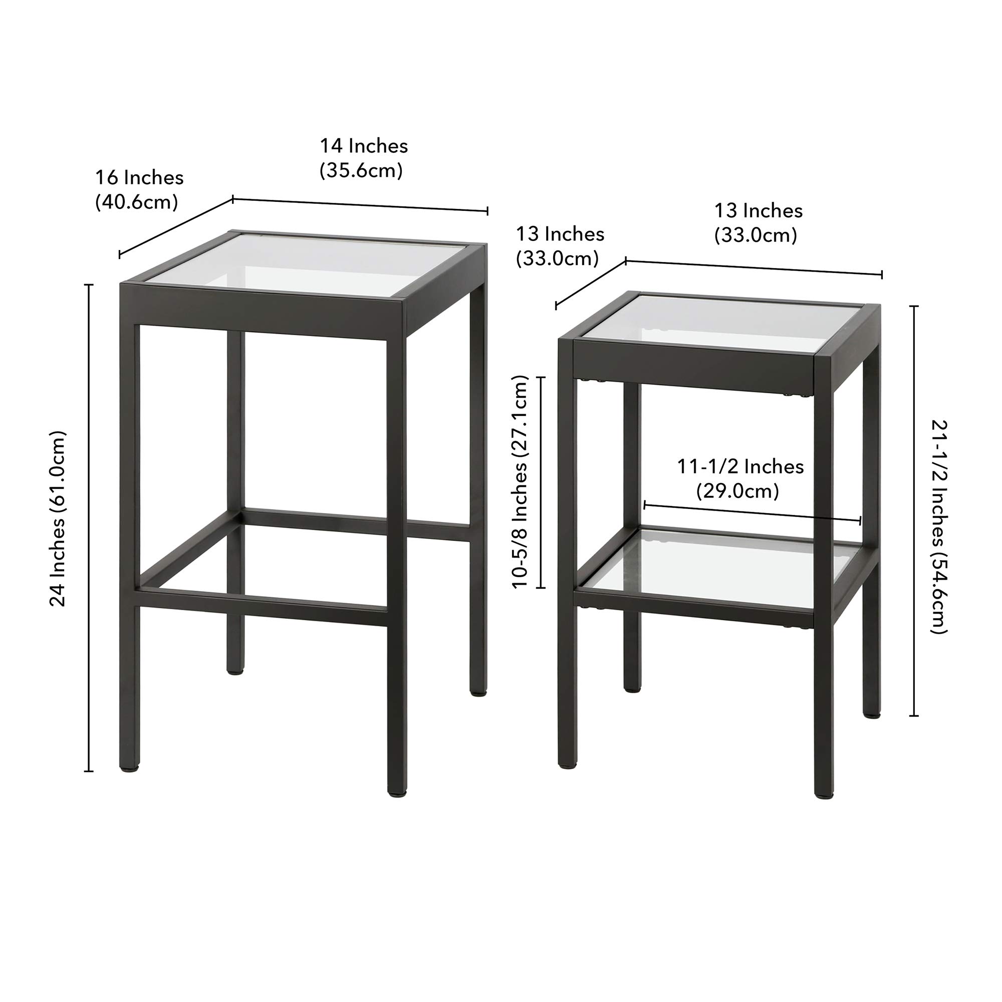 Henn&Hart Blackened Bronze Rectangular & Square Nested Side Tables - Modern End Tables for Living Room, Bedroom, Office - Perfect for Small Spaces, Coffee Table Alternatives, Home Decor Accent
