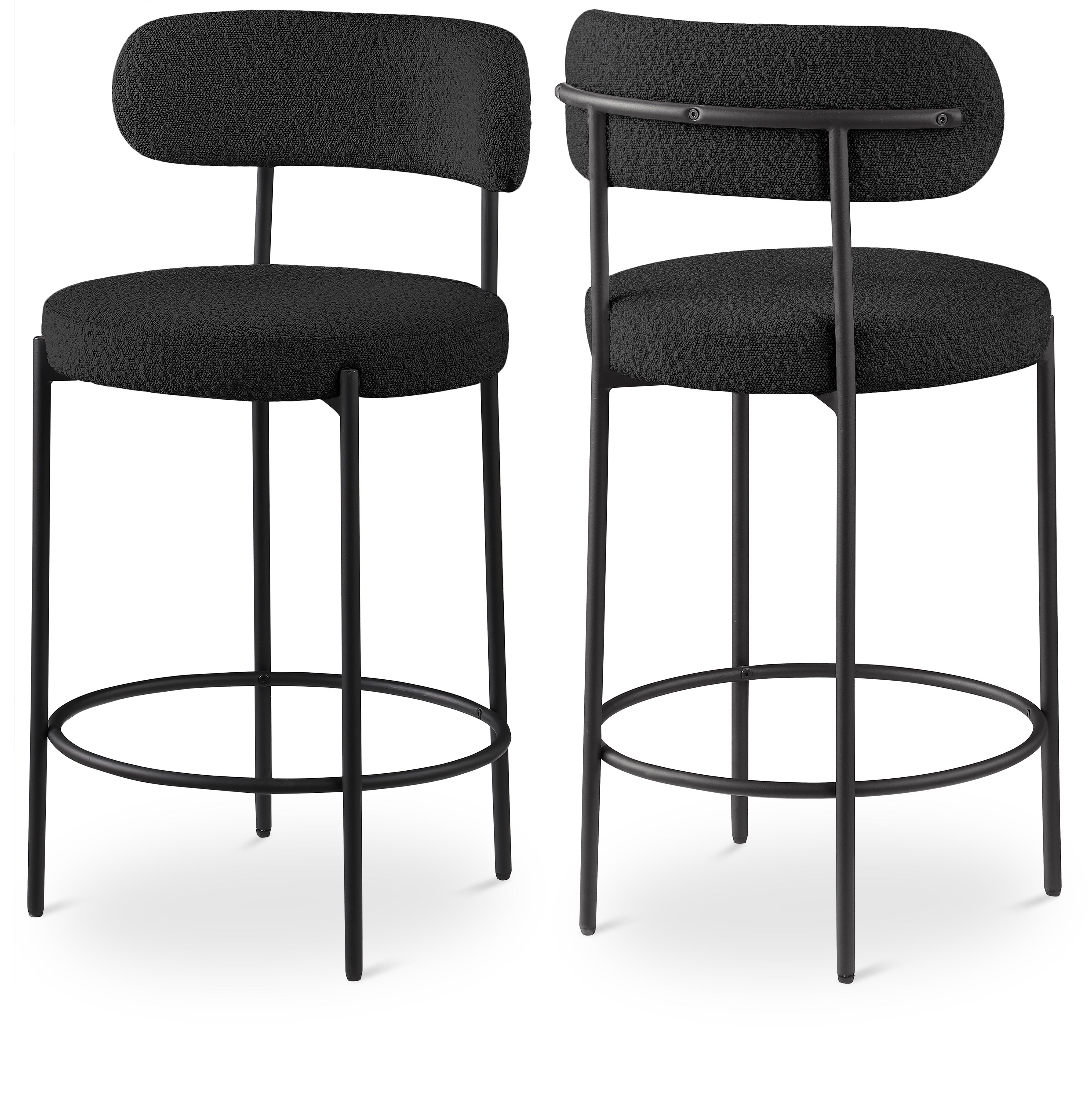 Beacon Boucle Fabric Stool - Modern Round Accent Chair with Soft Textured Upholstery for Living Room, Bedroom & Office Decor