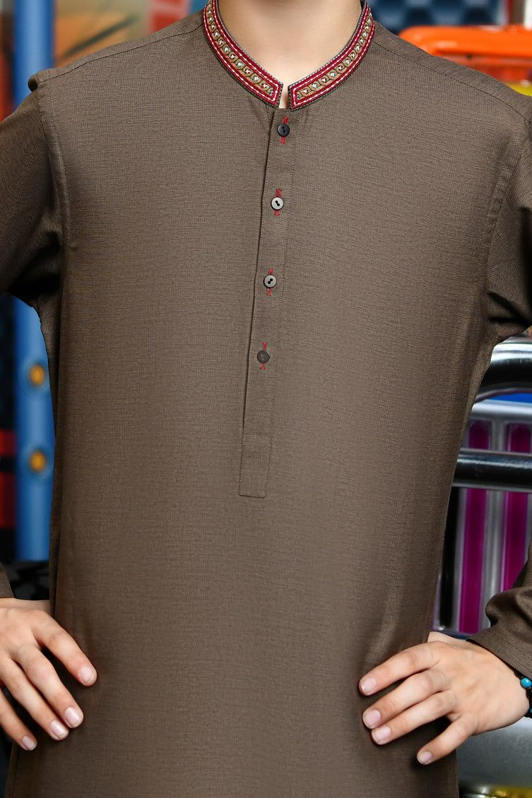 Blended Mud Green Kurta by J. Junaid Jamshed | Traditional Pakistani Embroidered Cotton Tunic | Perfect for Eid, Weddings & Casual Wear