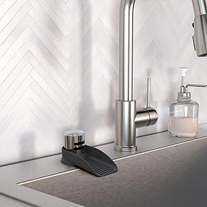 2-Pack Universal Dishwasher Air Gap Cover with Water Ramp & 4° Overflow Spout Extender - Silicone Splash Guard Replacement (Grey & Black) - Perfect for Kitchen Sink, Countertop Protection & Dishwasher Leak Prevention
