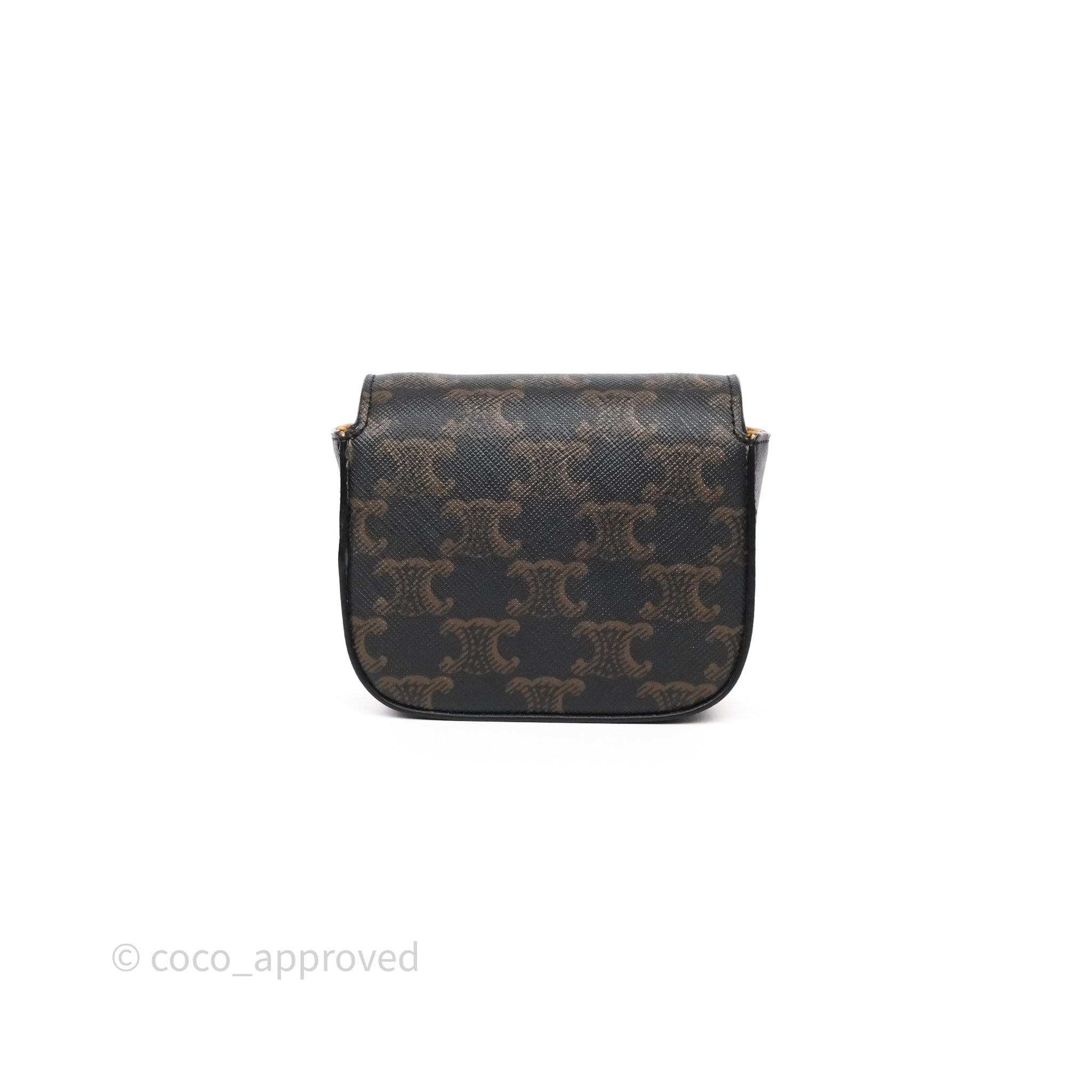 Celine Mini Triomphe Bag in Tan Canvas & Calfskin Leather - Luxury Crossbody Purse for Women, Perfect for Date Night & Evening Events