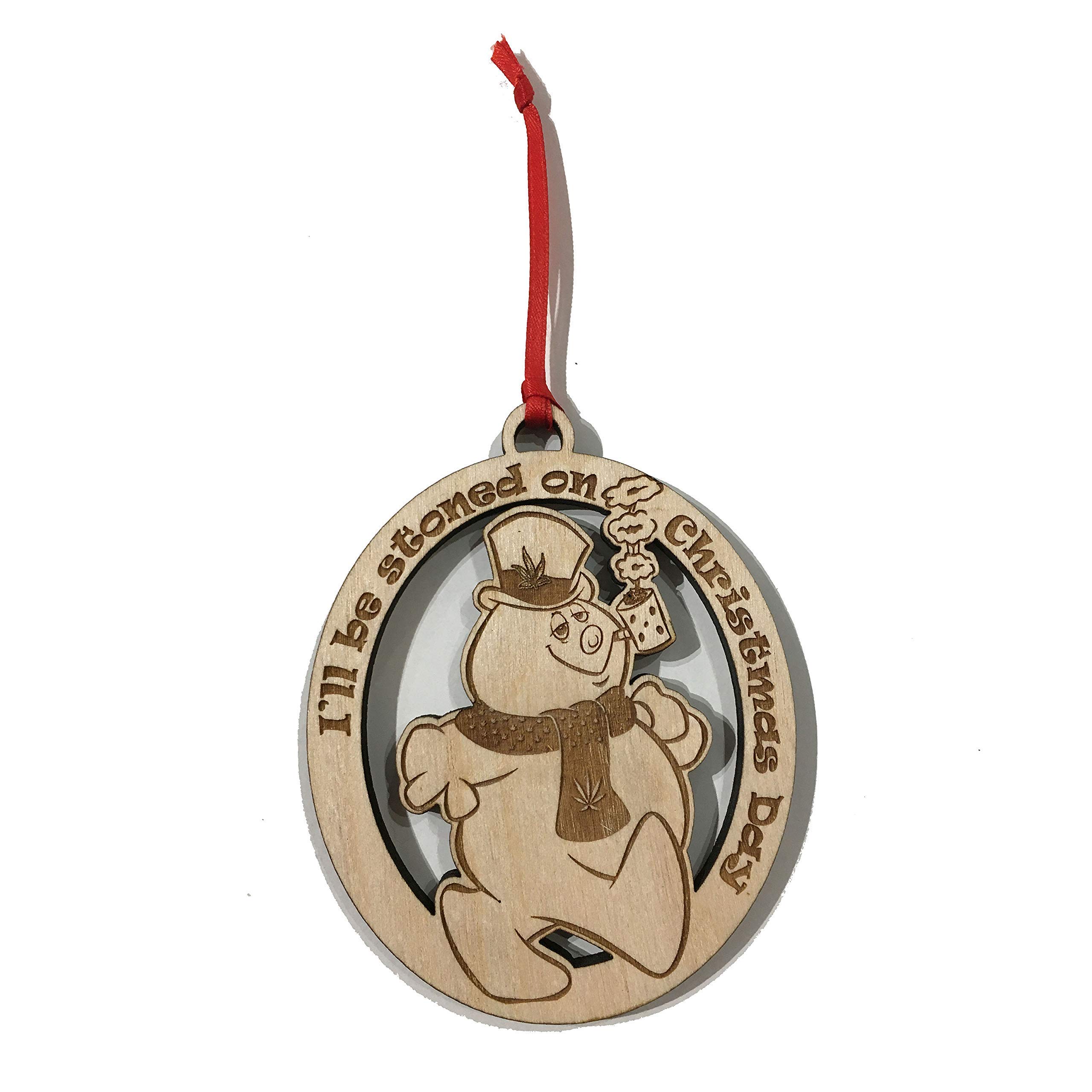 Custom Personalized Marijuana Christmas Ornament - Frosty Snowman Pot Leaf Design - Unique Stoner Gift for Holiday Decor & Cannabis Enthusiasts