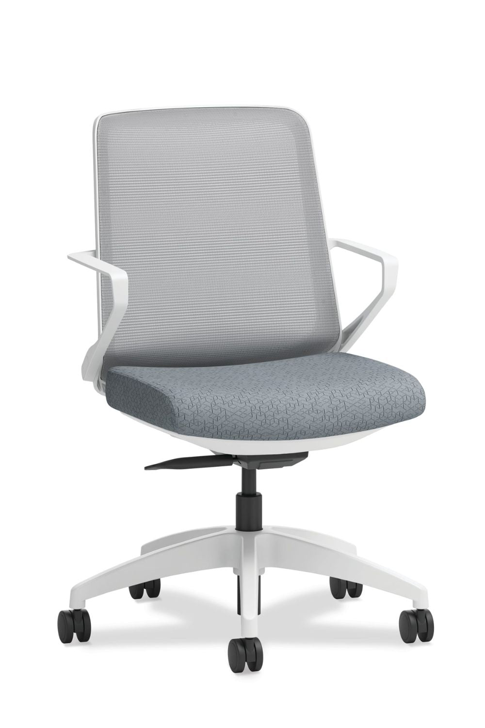 Ergonomic Cliq Office Chair with Synchro Tilt - Basalt Fabric & White Designer Frame - Perfect for Home Office, Gaming & Workspaces