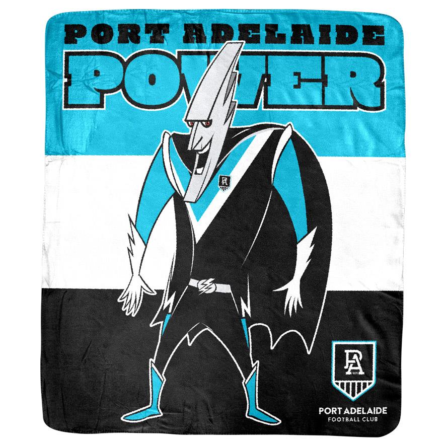 Port Adelaide Power AFL Coral Fleece Rug - Soft & Warm Team Blanket for Home, Office & Game Day Comfort