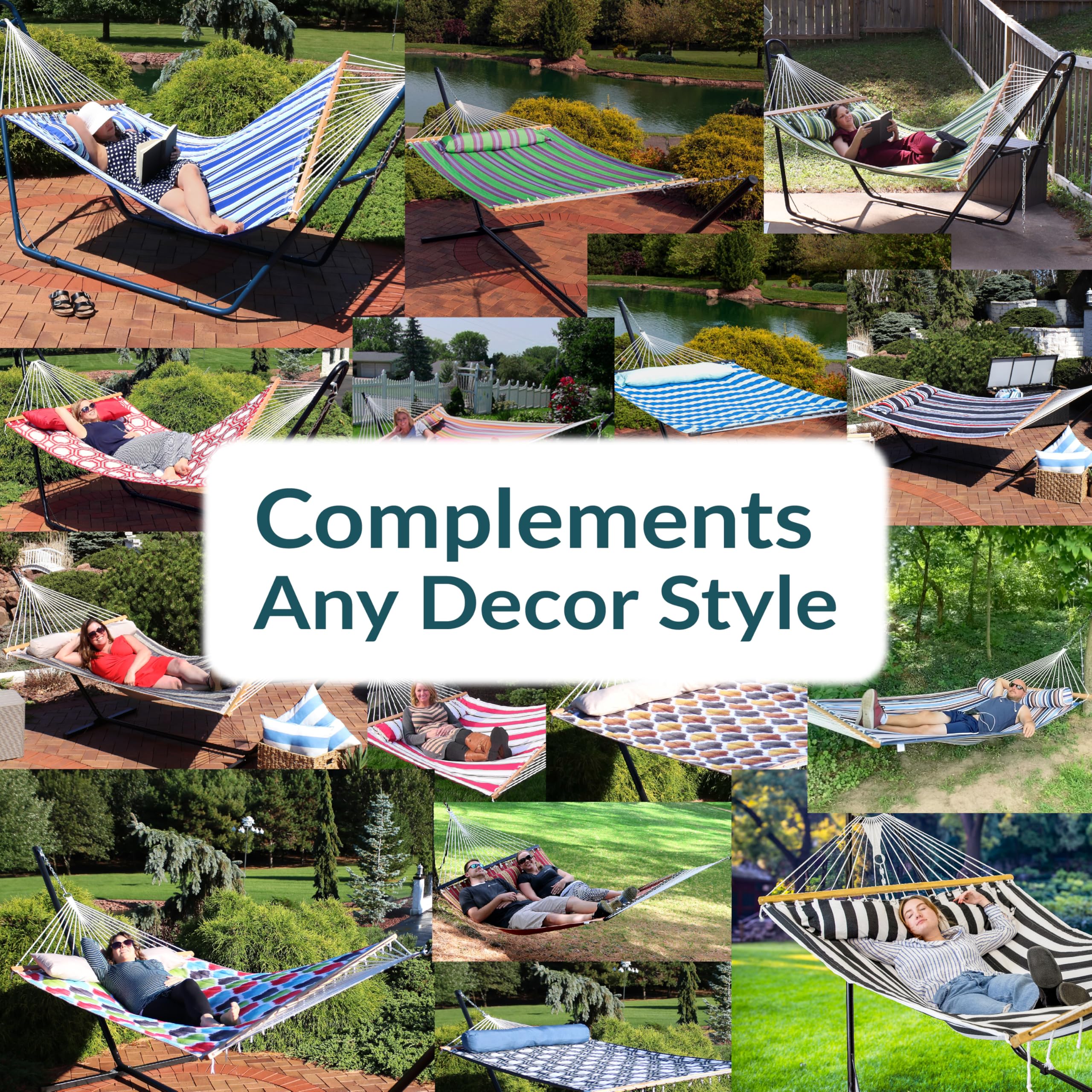 **Sunnydaze Heavy-Duty 450LB Capacity Quilted Outdoor Hammock with Spreader Bars - Double Hammock for Backyard, Camping & Patio - Black & White - Perfect for Relaxing, Lounging & Outdoor Adventures**