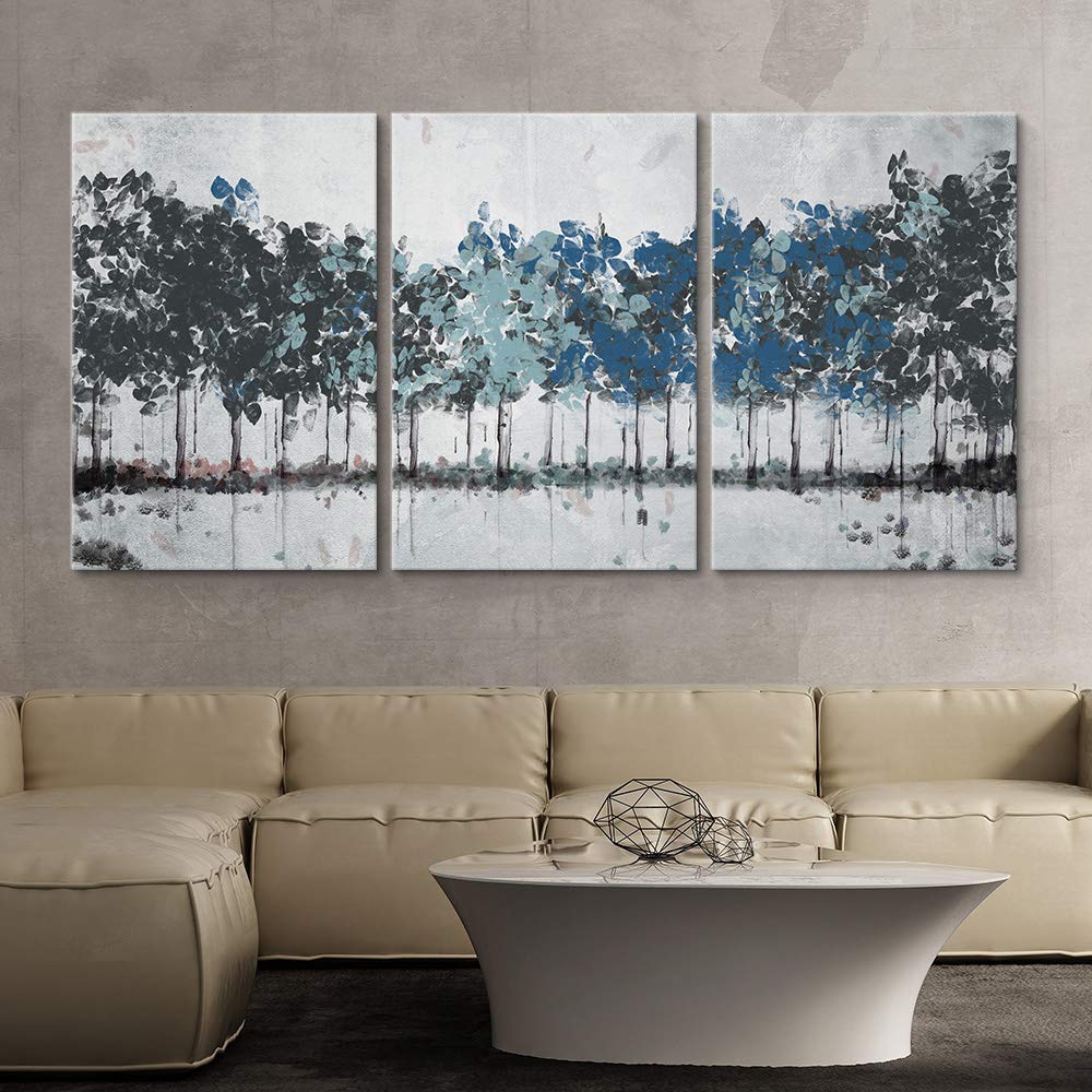 Wall26 - 3 Panel Abstract Tree Forest Oil Painting Canvas Wall Art - Giclee Printed Home Decor for Bedroom & Living Room - 24x36 Inches (Set of 3) - Perfect for Modern Interior Design & Housewarming Gifts