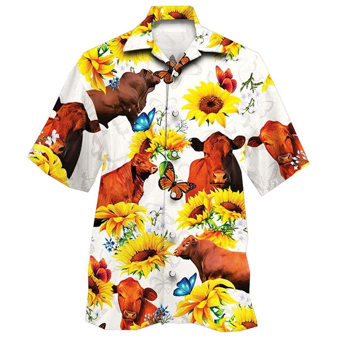Stylish Sunflower Hawaiian Shirts for Men & Women - Short Sleeve Button Down Farm Print Shirt Set | Beach Vacation, Summer Party & Casual Wear