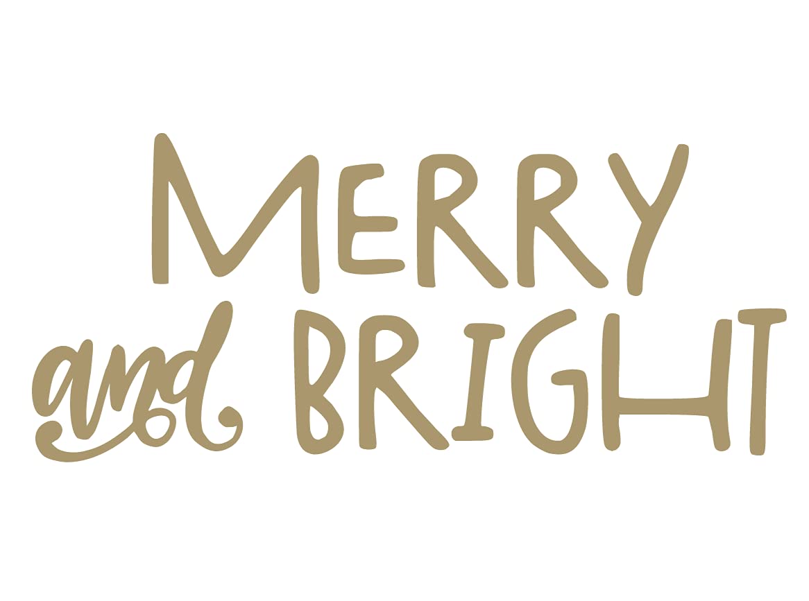 Merry and Bright Christmas Iron On Decal for Fabric - Gold Heat Transfer Vinyl for DIY Holiday Crafts, T-Shirts, Sweaters & Home Decor - Perfect for Holiday Gifts & Festive Apparel Decoration
