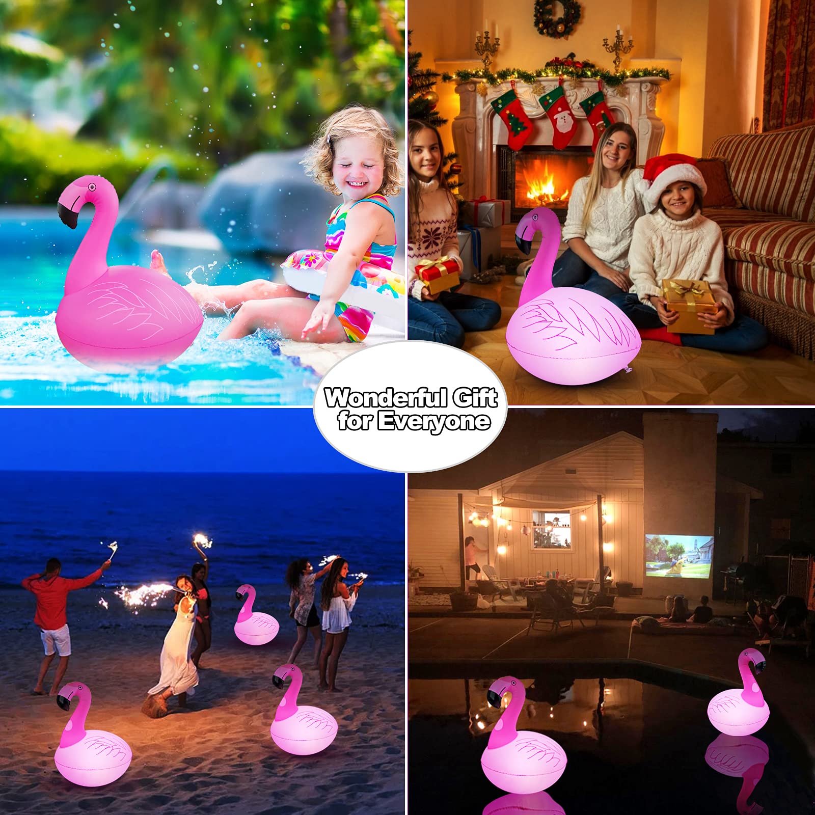 2PCS Solar Floating Pool Lights & 2PCS Solar Flamingo Lights - IP68 Waterproof LED Glow Balls for Swimming Pools, Garden, Backyard, Pathway Decor - Perfect for Nighttime Pool Parties & Outdoor Ambiance