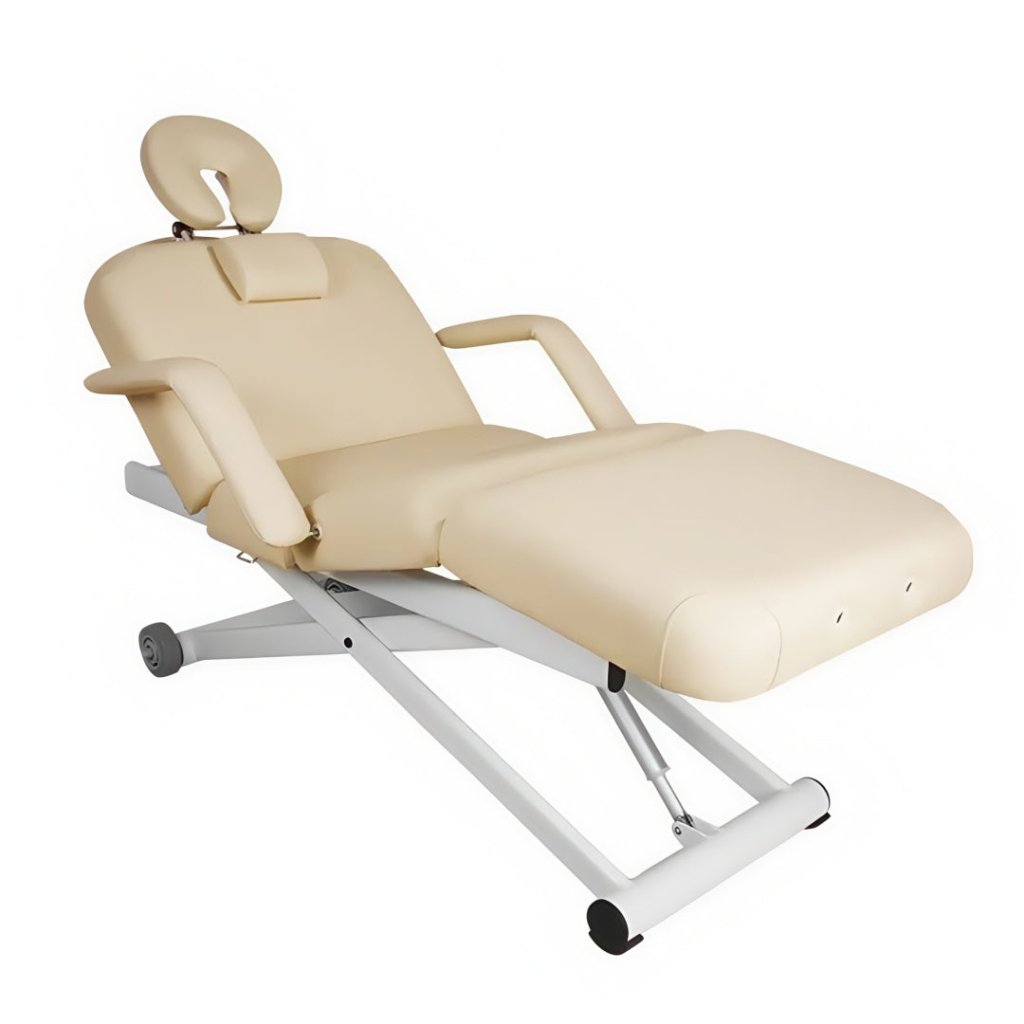 SilverFox 3 Motors 4-Section Professional Electric Massage Table 2274B with Wireless Hand Controller - Cream & Black - Perfect for Chiropractic Clinics, Spa Salons and Home Massage Therapy