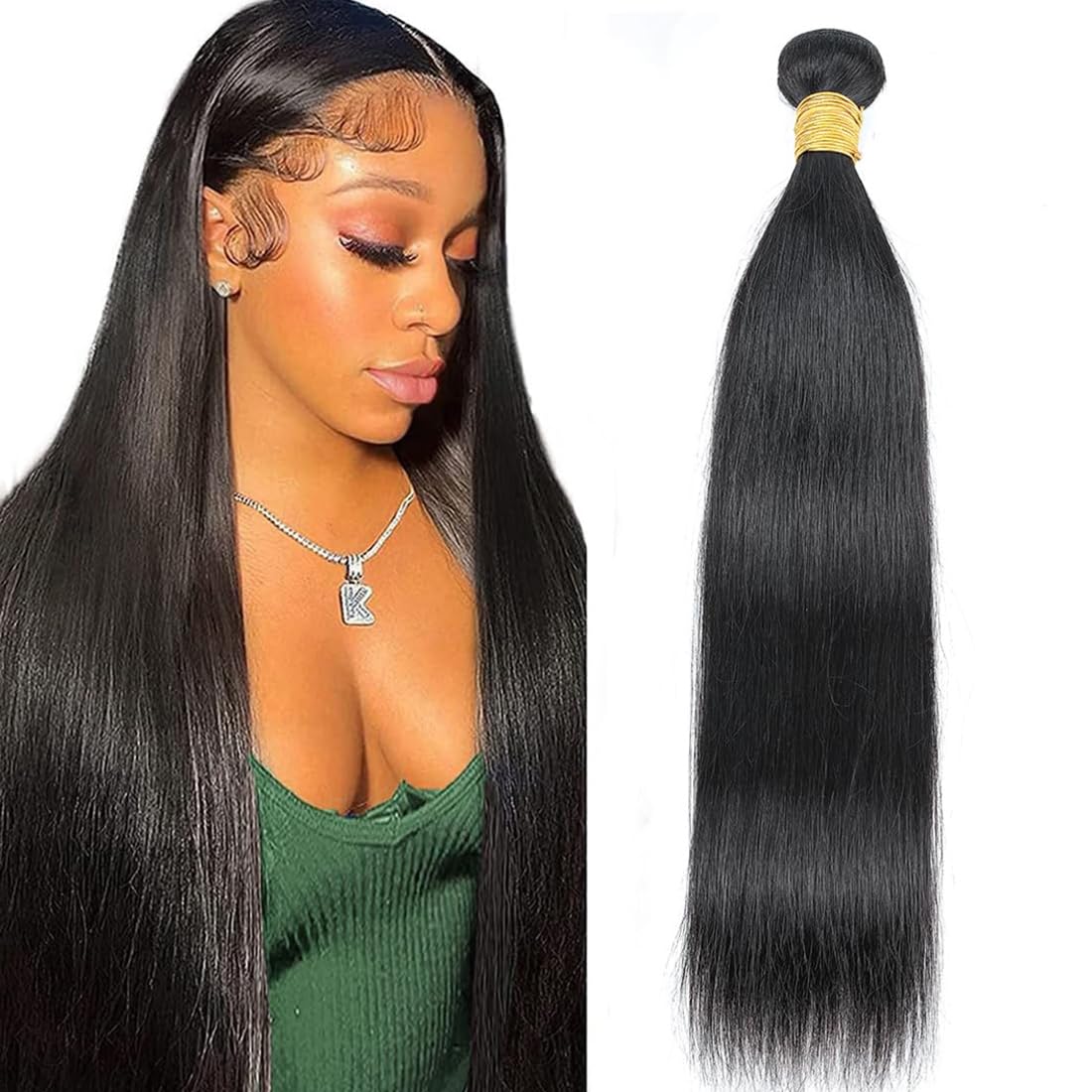 10A Brazilian Straight Human Hair Bundle - 22 Inch 100% Unprocessed Virgin Hair Weave - Single Bundle Natural Black for Women | Perfect for Sew-in, Clip-in Extensions & Styling
