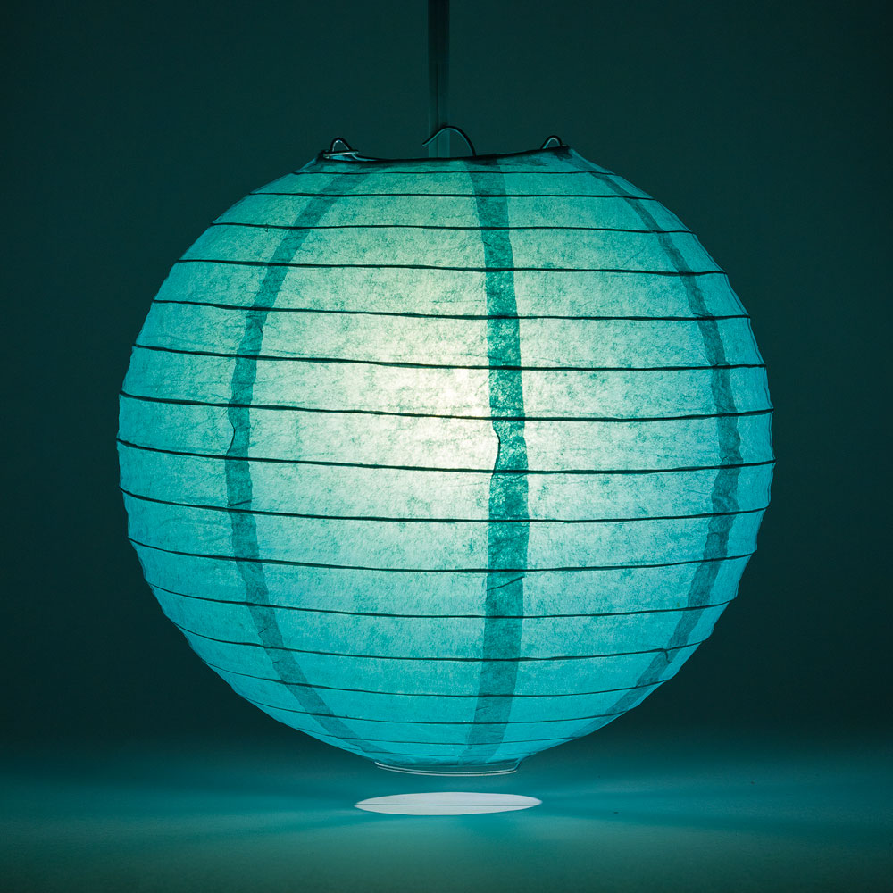 30 Teal Green Jumbo Round Paper Lanterns with Even Ribbing - Party Decorations for Wedding, Birthday & Home Decor (Value Pack)