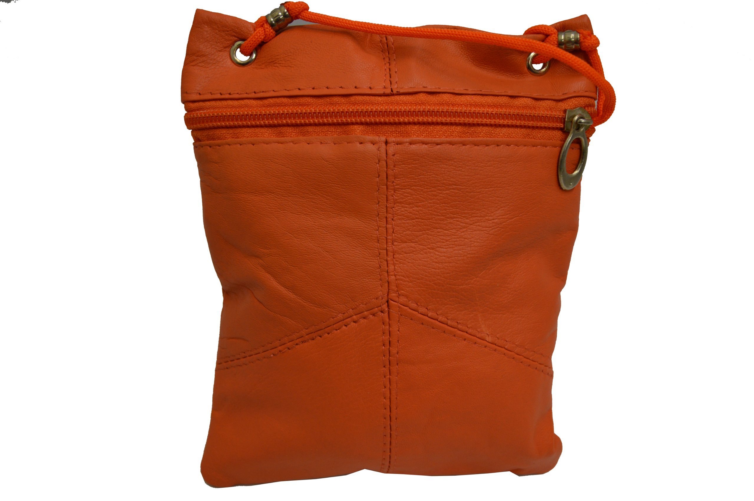Premium Soft Leather Neck ID & Passport Wallet Holder - Orange | Travel Organizer for Passport, Cards & Cash | Ideal for Airports, Cruises & International Trips