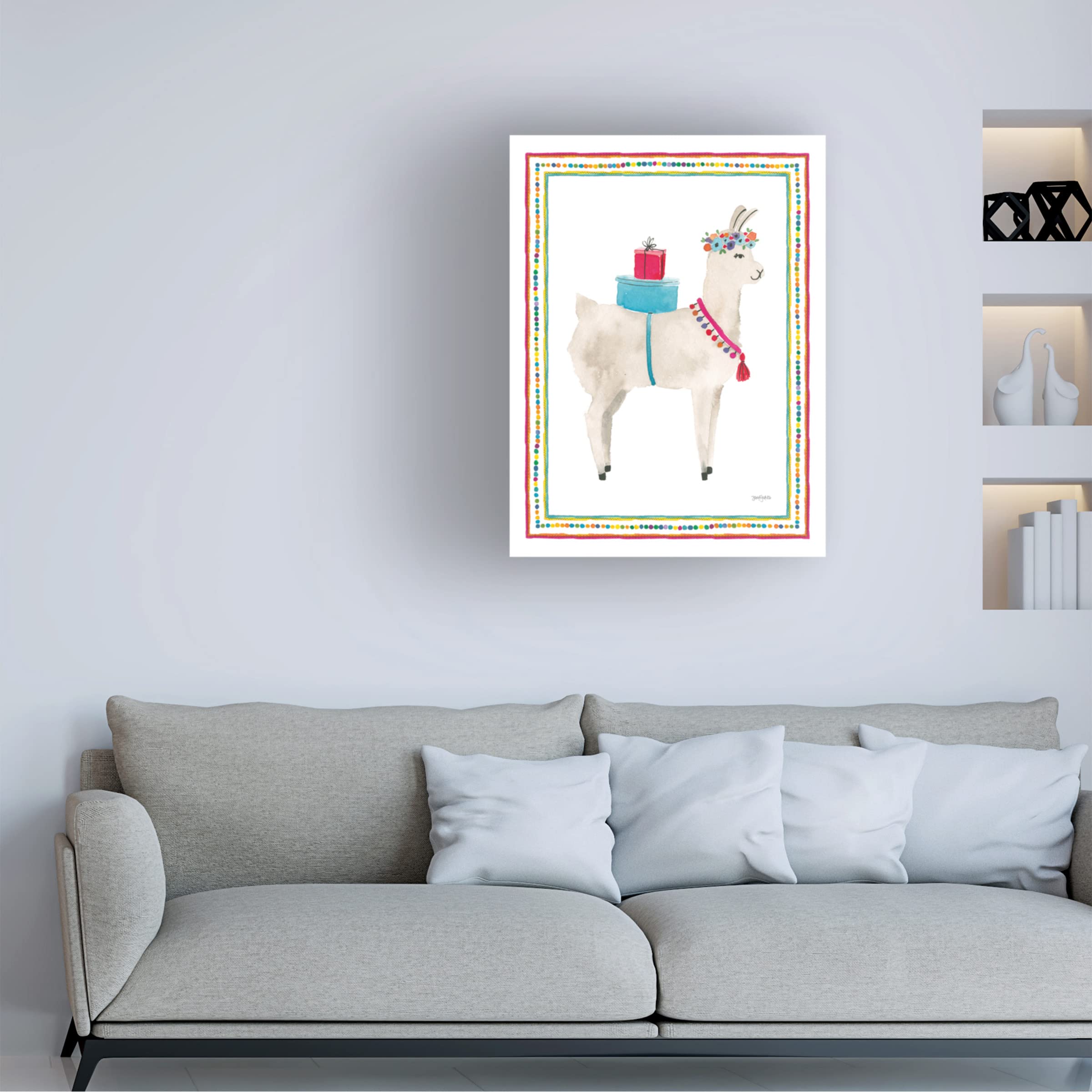 Trademark Fine Art 'La La Llama III' Canvas Wall Art by Jenaya Jackson - Vibrant Animal Print for Living Room, Nursery & Office Decor