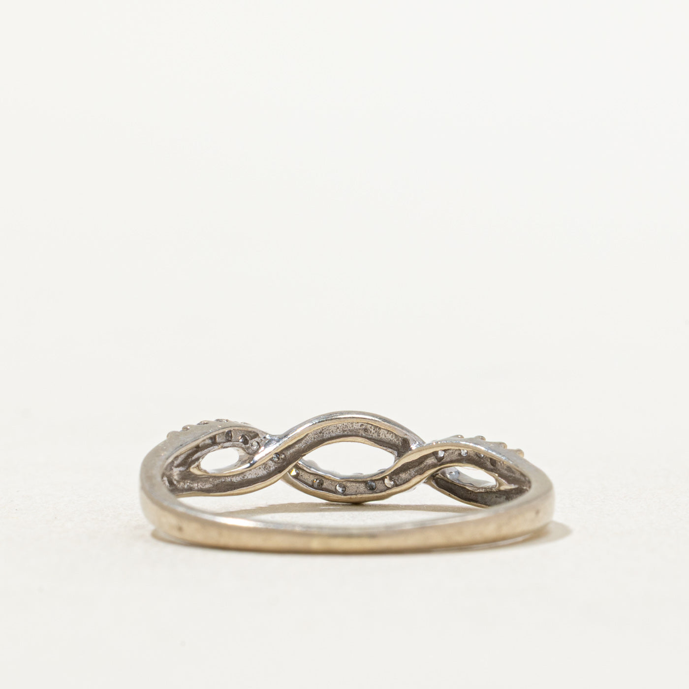Diamond Double Cross Over Ring - 0.07ctw White Gold Plated Size 8 - Elegant Stackable Ring for Women, Perfect for Everyday Wear, Anniversary Gifts & Special Occasions