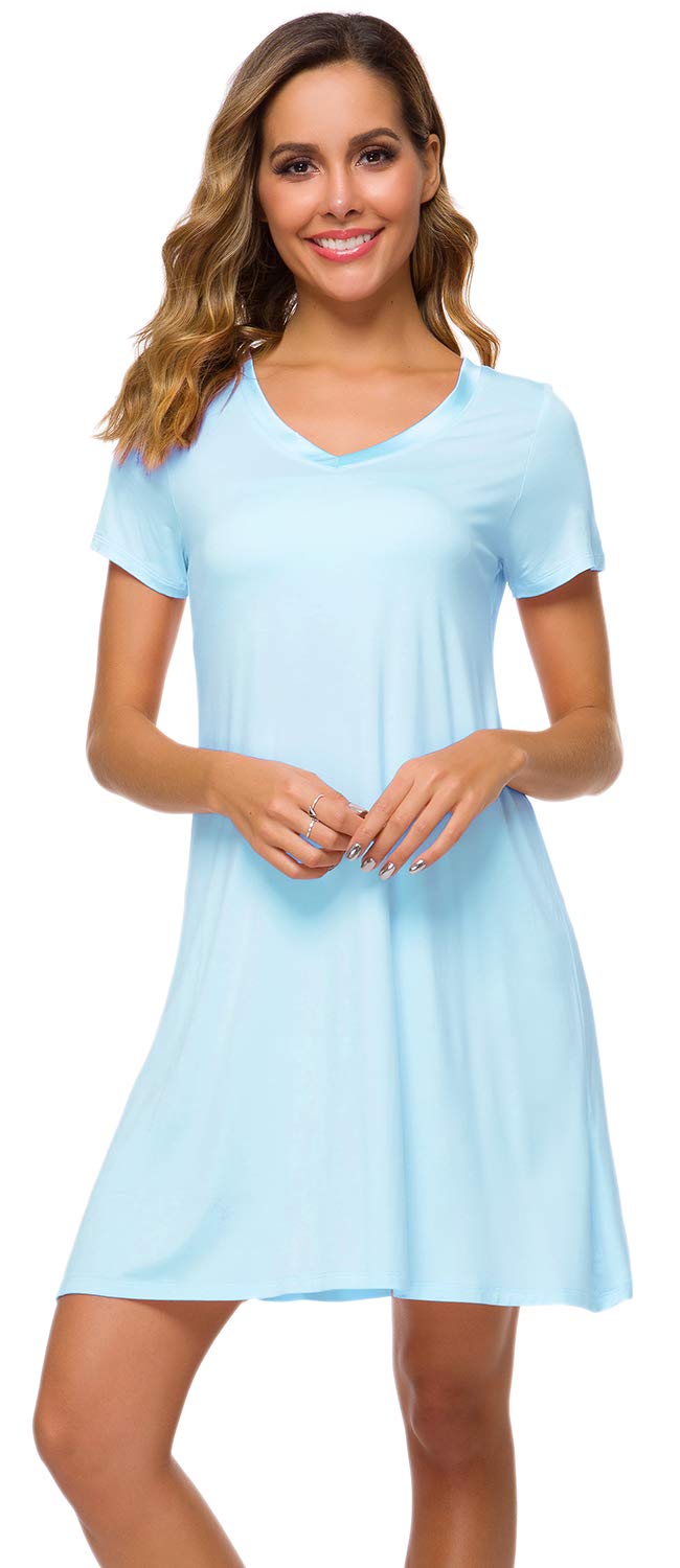 Soft Bamboo Viscose Nightgown for Women - Breathable Short Sleeve Sleepshirt in Sizes S-4X | Perfect for Summer Nights & Relaxing at Home