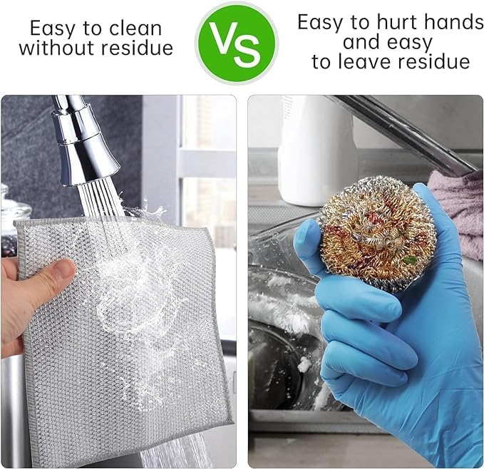 BiyoWood 10-Pack Reusable Non-Scratch Dish Washing Cloths - Multipurpose Kitchen Scrubber for Wet & Dry Cleaning - Gentle on Dishes & Cookware - Perfect for Daily Dishwashing, Pots, Pans & Countertops