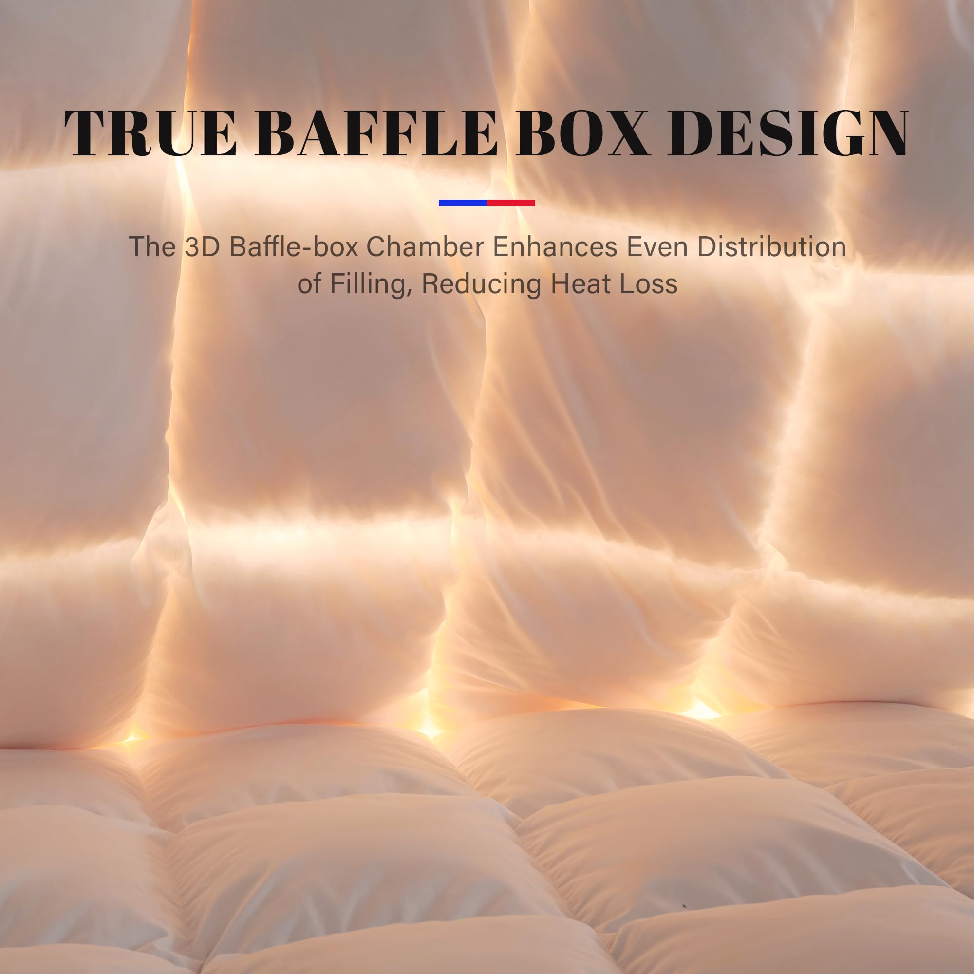 Premium King Size Feather Down Fiber Comforter - All Season Baffle-Box Duvet Insert, Ultra Soft & Noiseless Hotel Collection Bedding, Medium Warmth White Comforter 106