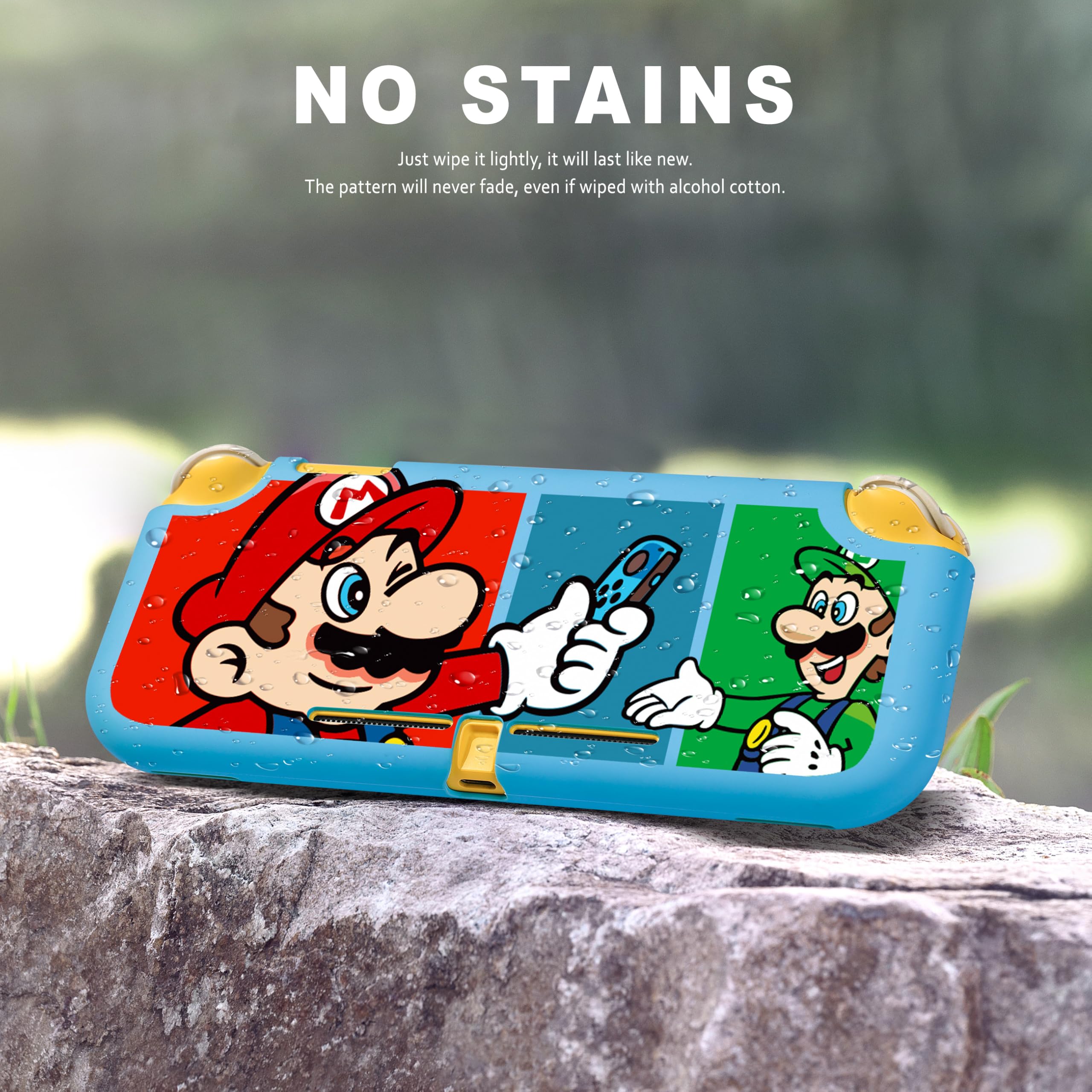 **Xcitifun Soft TPU Protective Case for Nintendo Switch Lite - Cute Kawaii Cartoon Character Cover for Girls, Boys & Kids (Blue Brother) | Shockproof & Scratch-Resistant Shell for Gaming & Travel**
