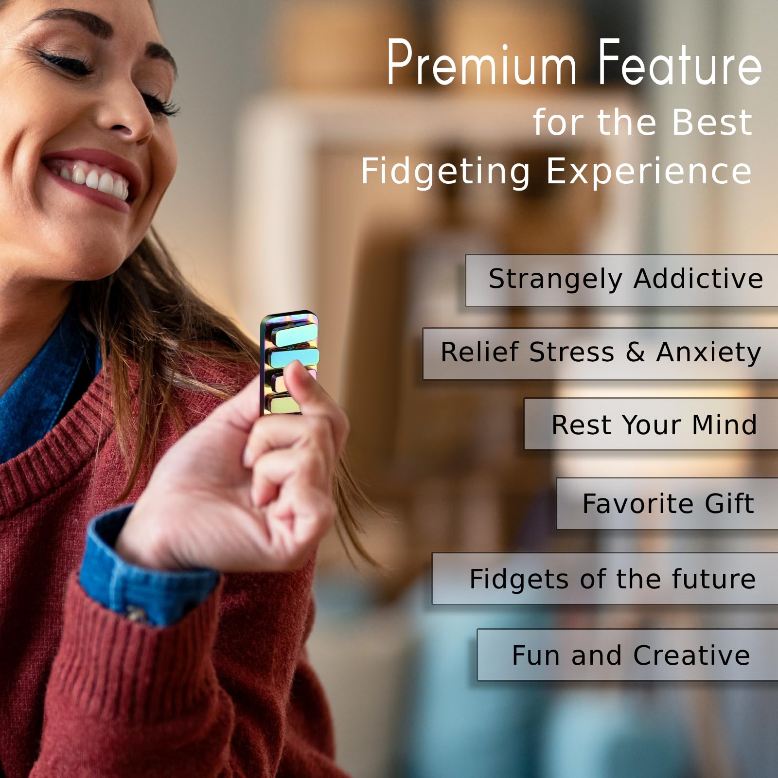 Magnetic Fidget Clicker Toy for Adults - Stress Relief & Anxiety ADHD Approved with 3 Adjustable Noise Levels (Loud/Medium/Quiet) - Office, Classroom & EDC Sensory Fidget Toy for Focus & Relaxation (Rainbow Color)