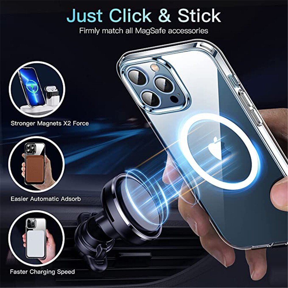 iPhone 15 Magnetic Clear Case with Wireless Charging - Slim Protective Cover for Everyday Use & Travel