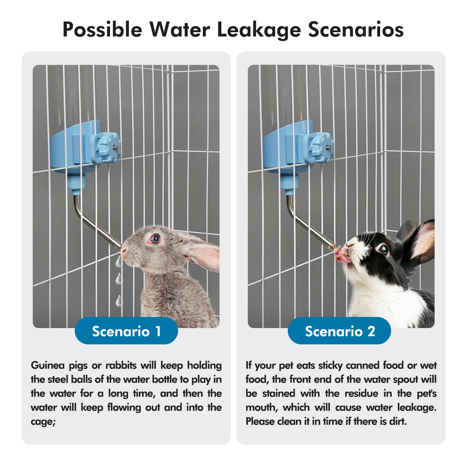Vannon 23oz Top Fill Small Animal Water Dispenser for Cage - Auto Feeding Water Bottle for Rabbit, Chinchilla, Ferret, Guinea Pig, Squirrel, Hedgehog - BPA Free, 10mm Nozzle, Blue - Perfect for Travel & Home Pet Cages