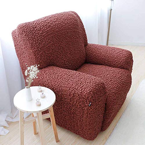 MO&SU Stretchable 3-Seat Recliner Sofa Slipcover - Non-Slip Elastic Furniture Protector for 90-130cm Reclining Couches (1/2/3 Cushion) - Rust Color - Perfect for Living Room, Home Theater & Massage Chair Protection