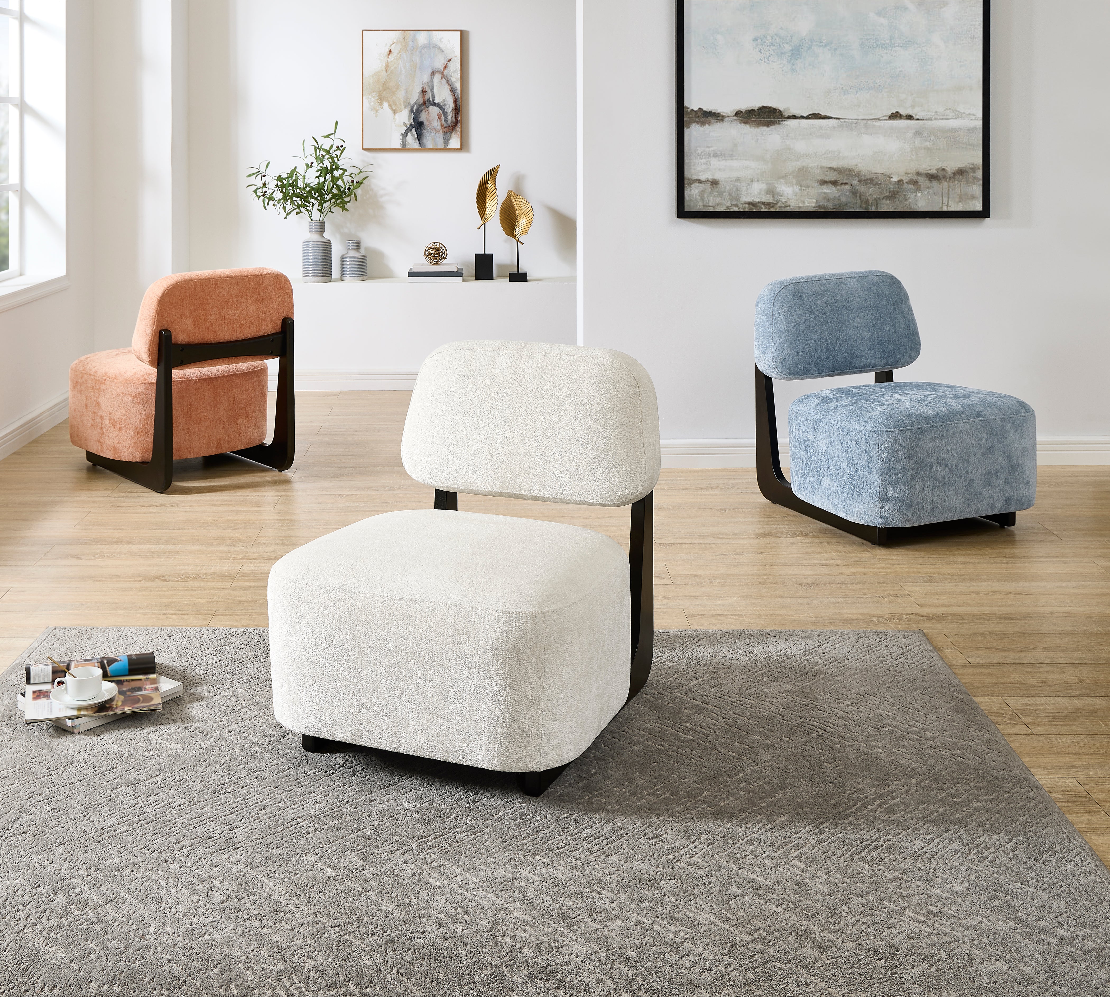Solara Modern Accent Chair with Solid Wood Frame - Roundhill Furniture - Stylish Living Room Seating for Home & Office Decor