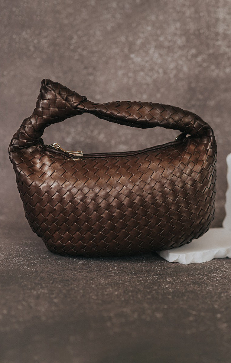 Melie Bianco Willow Woven Crossbody Bag in Espresso Brown - Stylish Vegan Leather Handbag for Women, Perfect for Work, Travel & Everyday Use