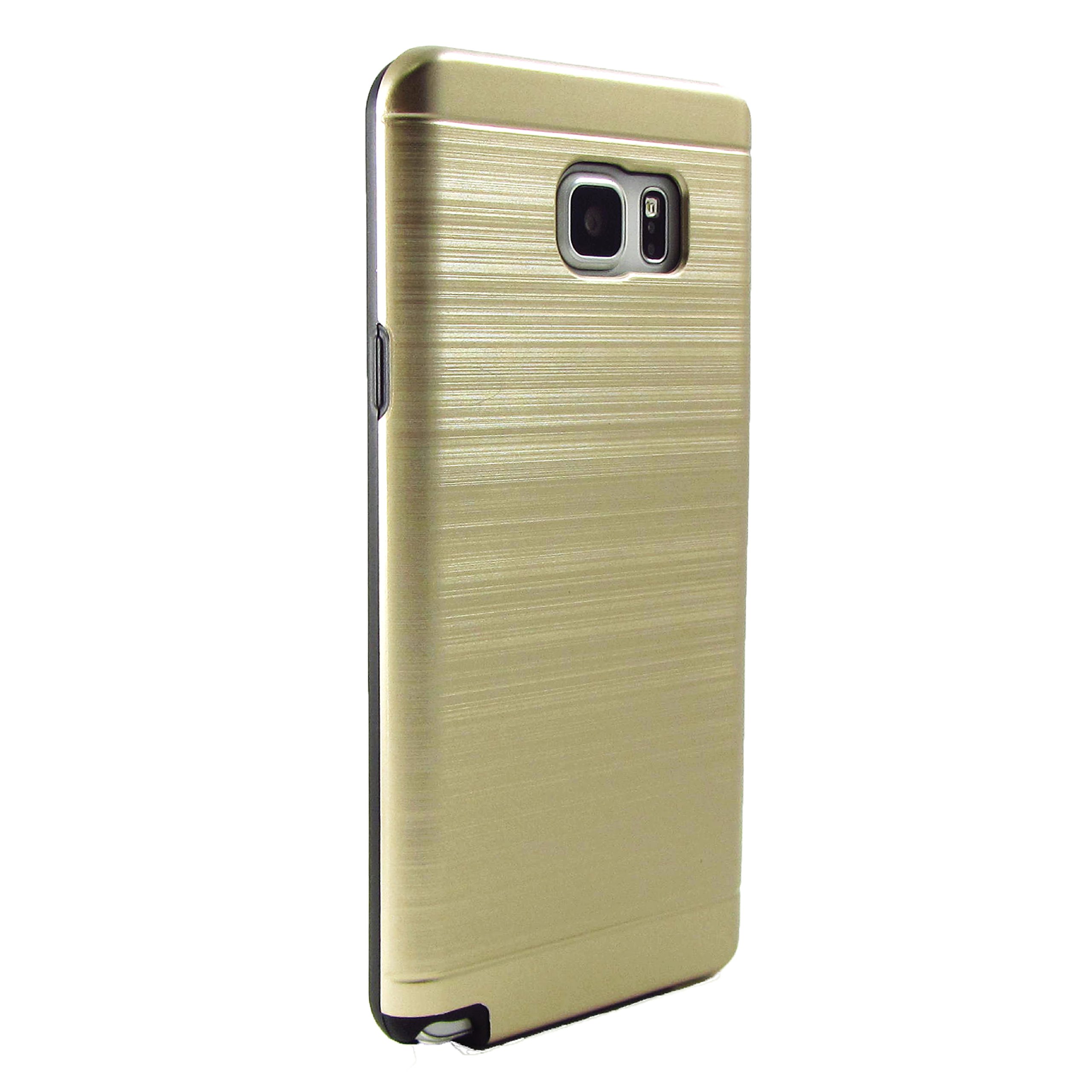 Samsung Note 5 Magnetic Case with Tempered Glass - Gold for Work & Travel