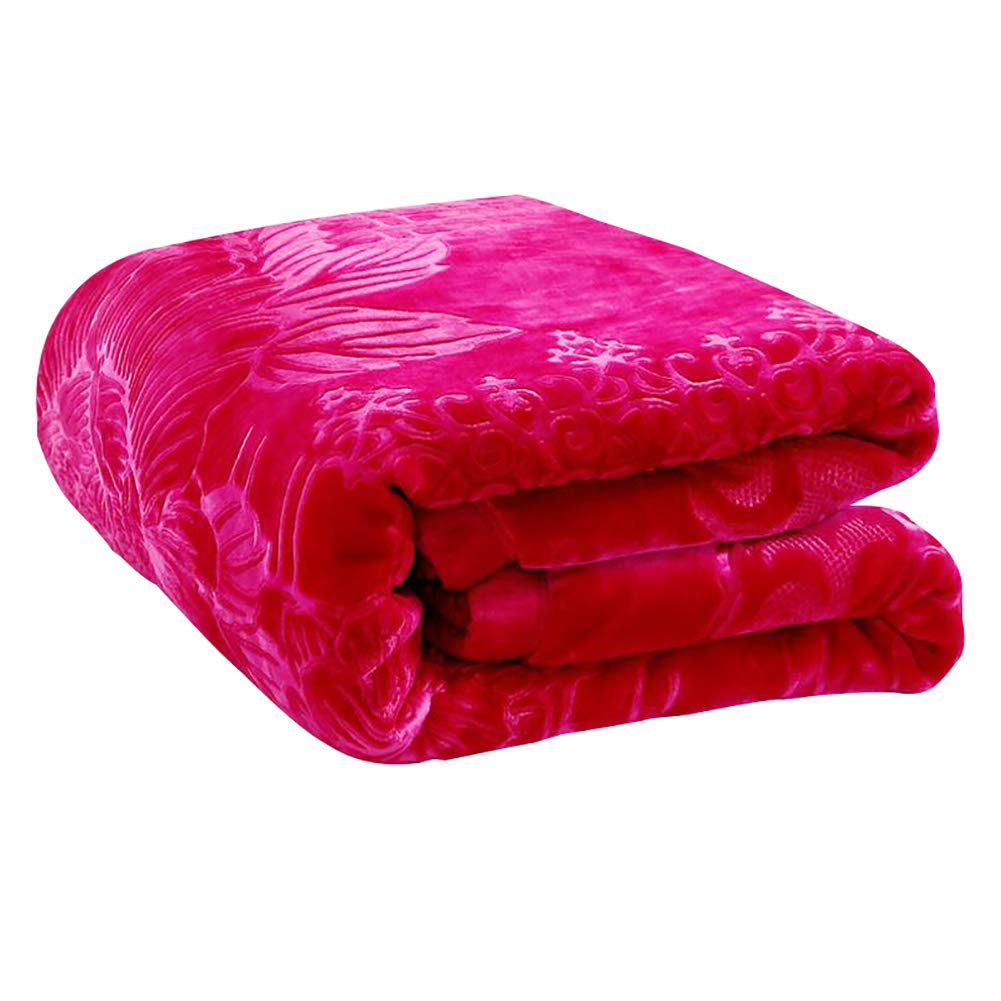 LVRUIA Soft & Warm King Size Blanket for Adults - Thick Raschel Winter Bed Throw, Washable & Durable, Perfect for Home, Office, and Wedding Gifts (Red, 200x230cm) - Cozy for Bed, Couch, and Travel Use