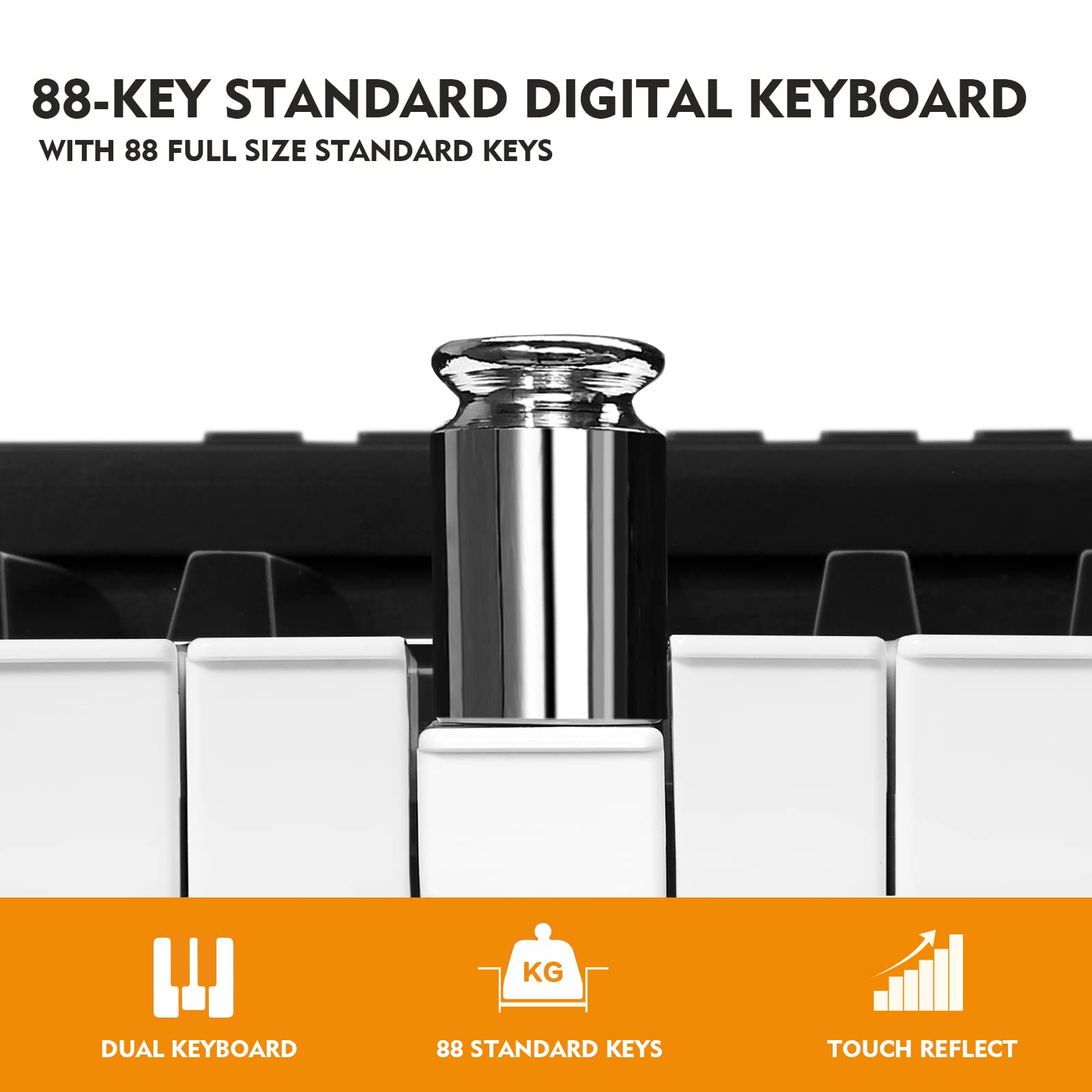 MUSTAR 88 Key Semi-Weighted Digital Piano for Beginners - Full Size Electric Keyboard with Stand, Built-in Speakers & Sustain Pedal (White) - Perfect for Home Practice, Music Lessons & Studio Recording