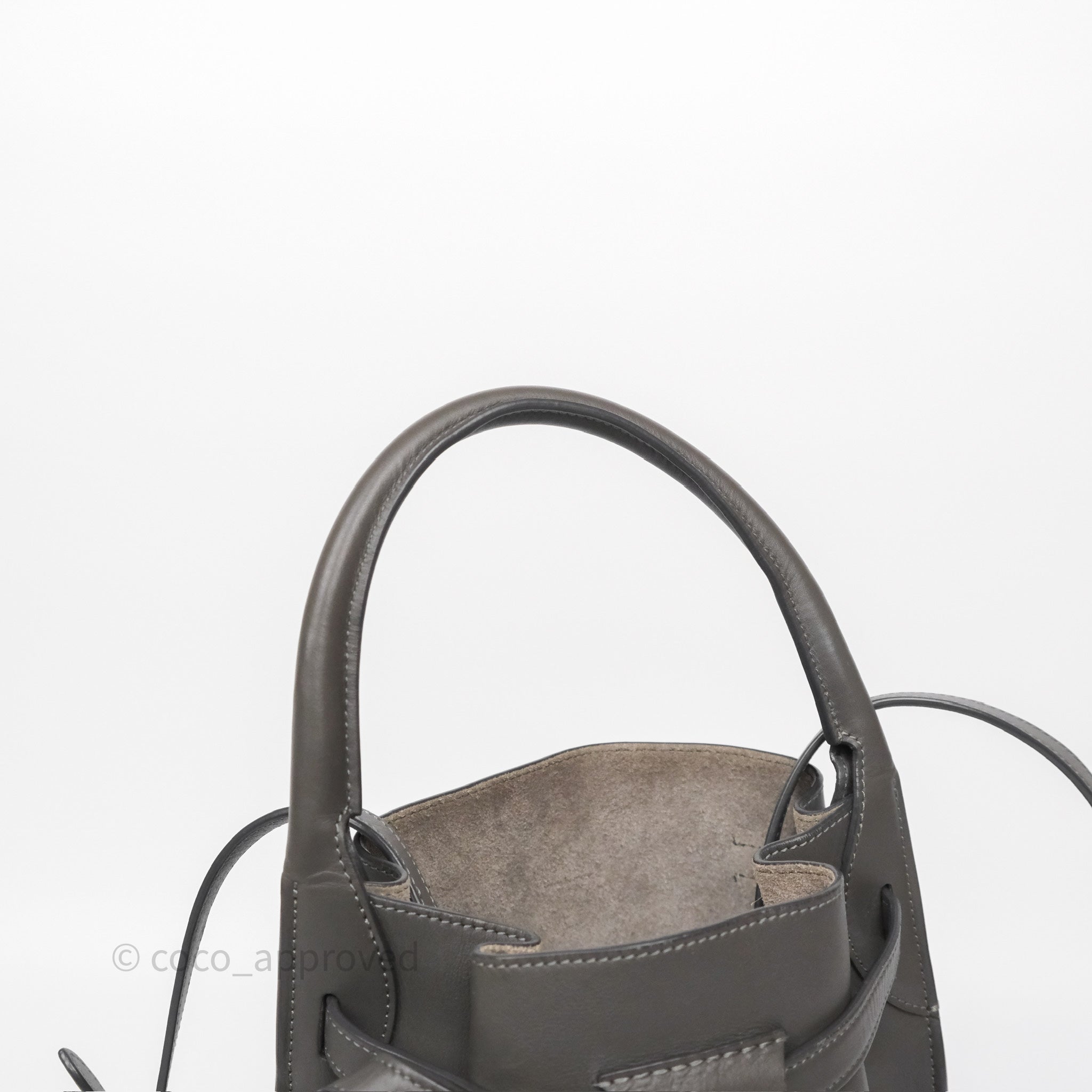 Celine Nano Bucket Bag in Grey Smooth Calfskin Leather - Women's Luxury Shoulder Handbag for Work, Travel & Everyday Use