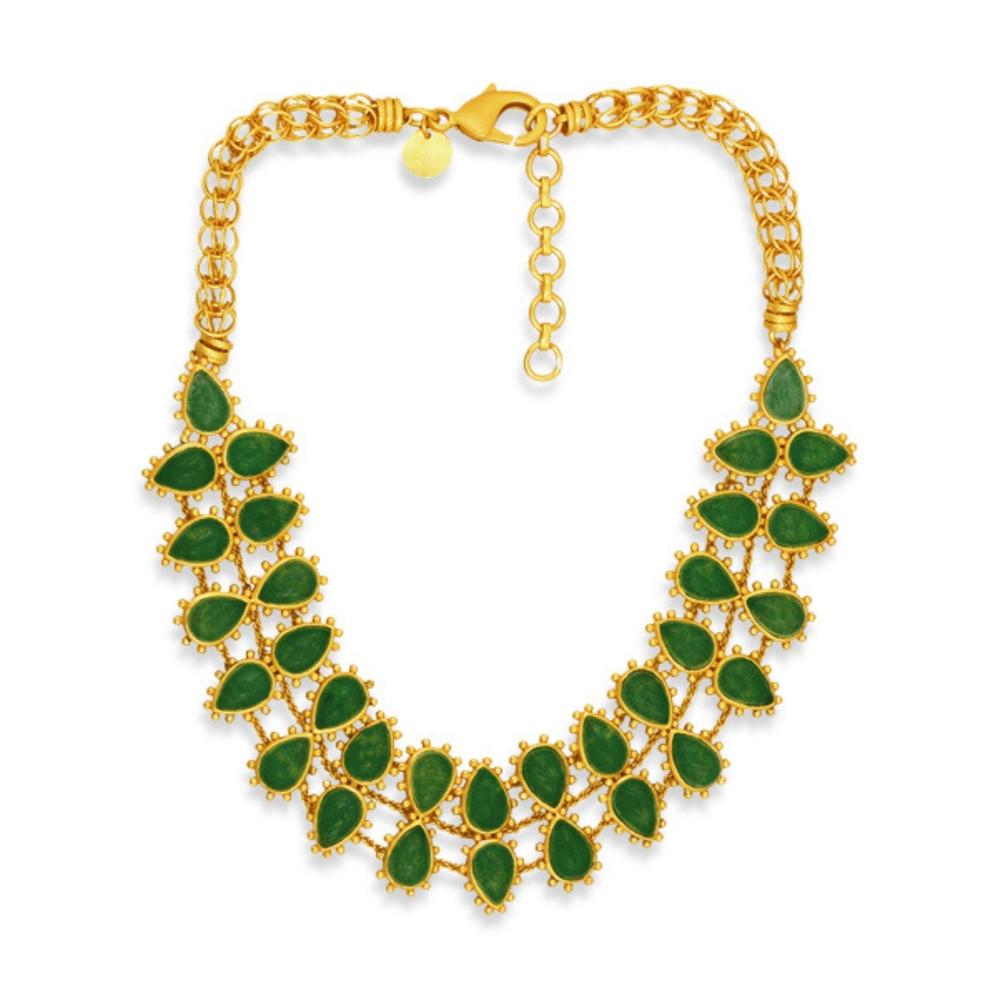 Rio Collar Necklace - Green Strawberry Quartz Statement Piece for Women | Elegant Boho Jewelry for Parties, Weddings & Everyday Wear