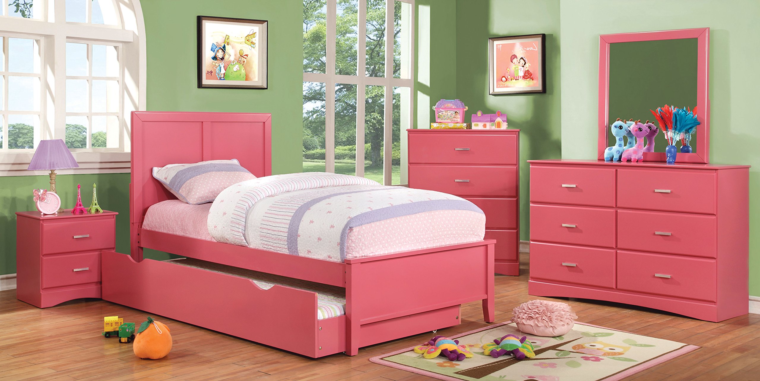 Furniture of America Kolora Youth Headboard - Twin Size, Pink, Soft Upholstered Headboard for Girls Bedroom, Kids Room Decor, Perfect for Toddler and Teen Beds
