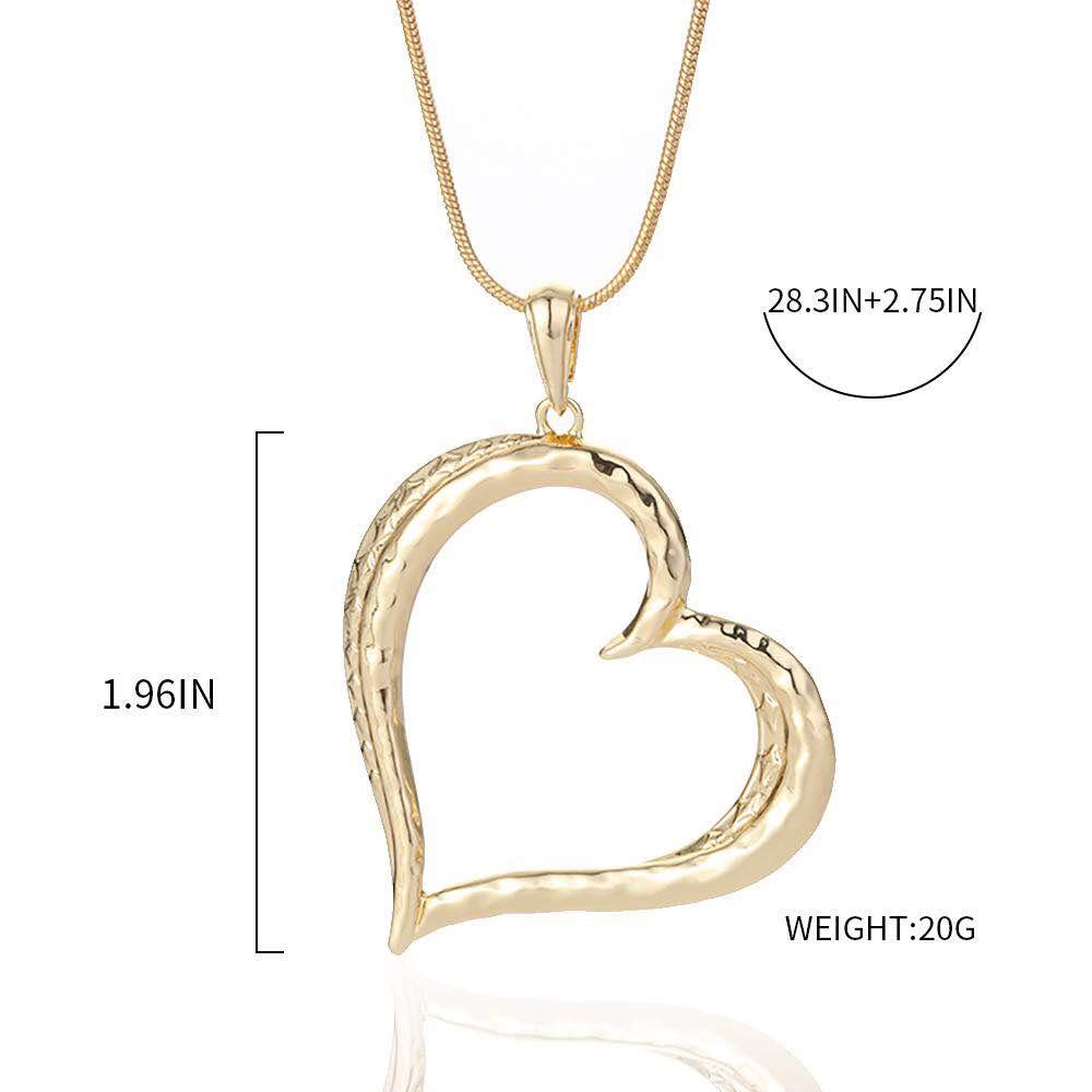 Women's Heart Pendant Necklace - Layered Bohemian Statement Jewelry with Silver & Gold Chain, Gift Box Included | Perfect for Casual Wear, Date Nights & Special Occasions
